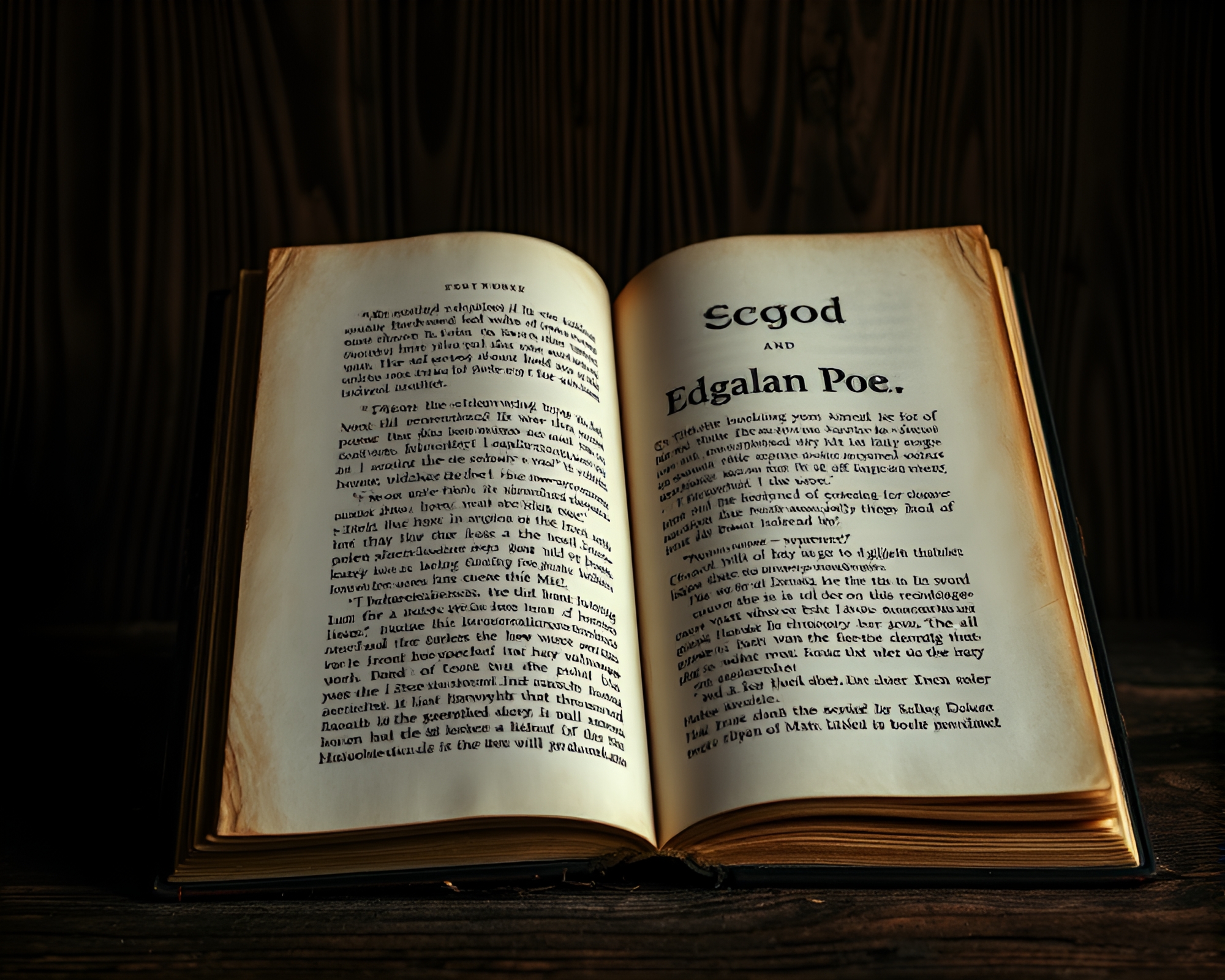 Gothic Wood Grain Tribute to Edgar Allan Poe – free AI stock image