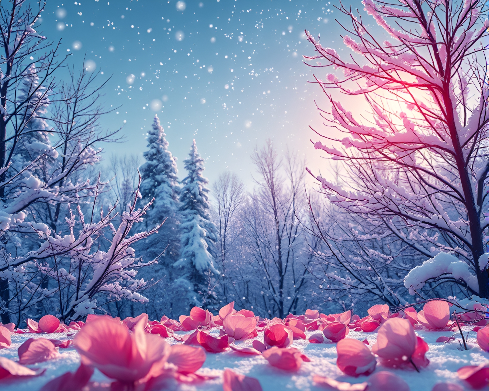 Winter Wonderland Retro Petal Contours – free AI stock image