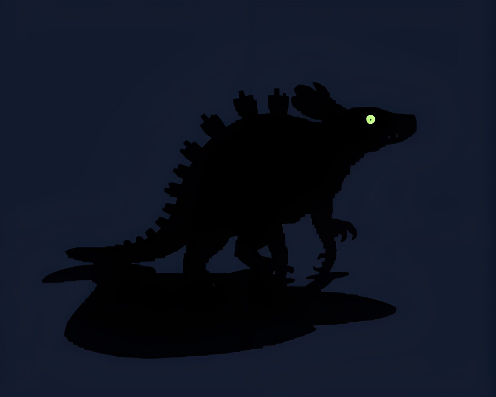 Mysterious pixel art of armadillo in deep blue silhouette