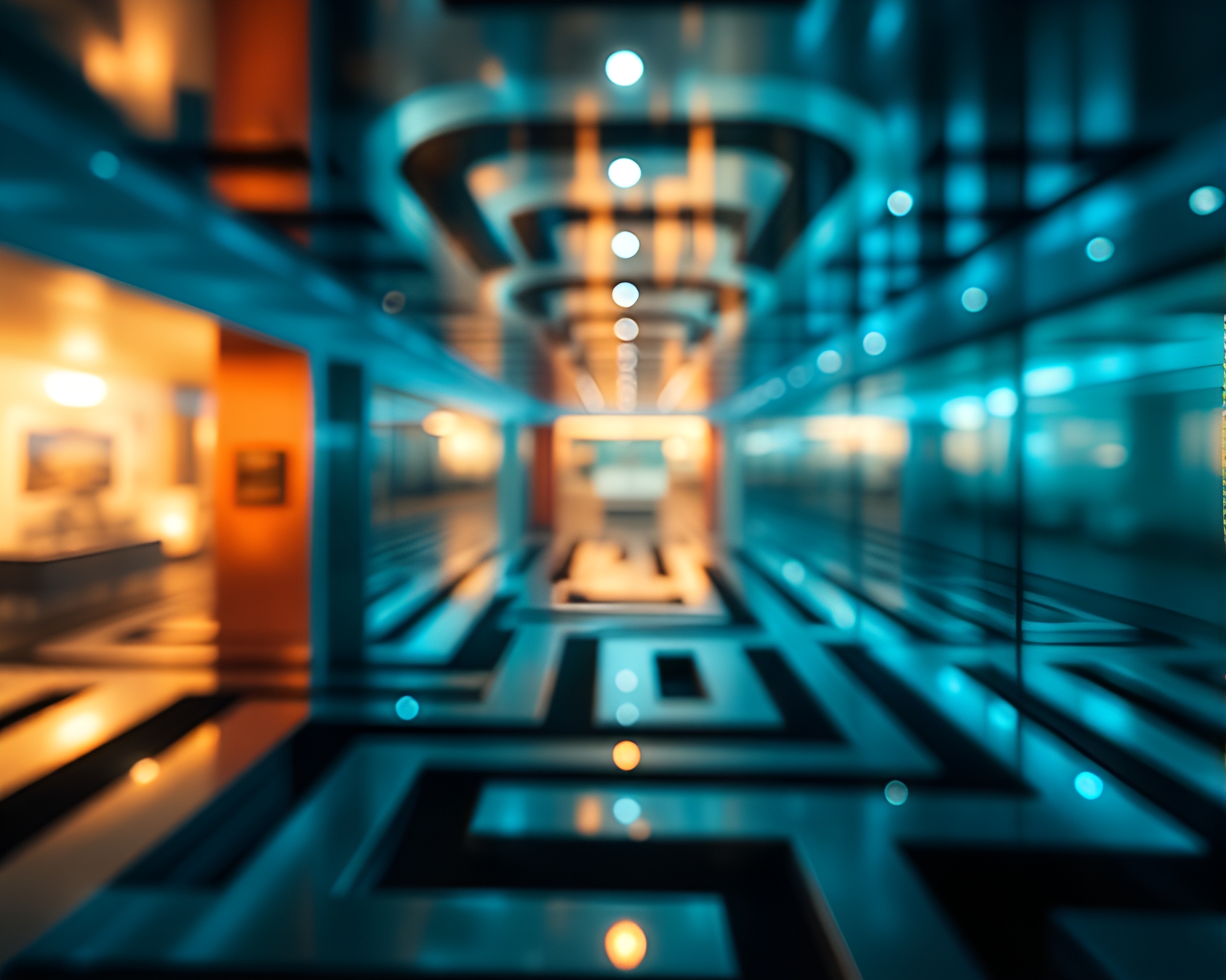 Enigmatic Mirror Maze Bathed in Topaz Light – free AI stock image