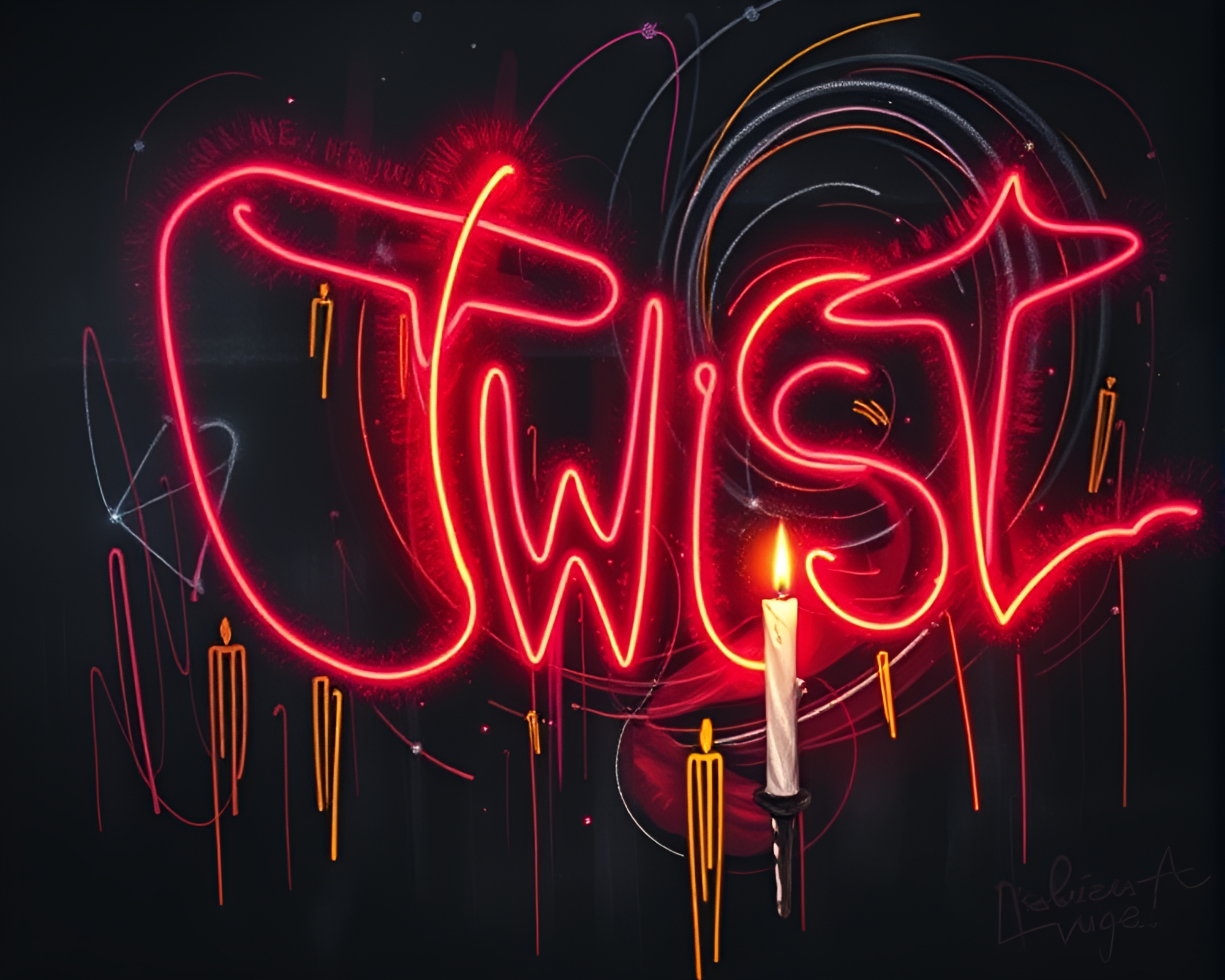 Neon Graffiti Chalkboard Vortex Twist – free AI stock image