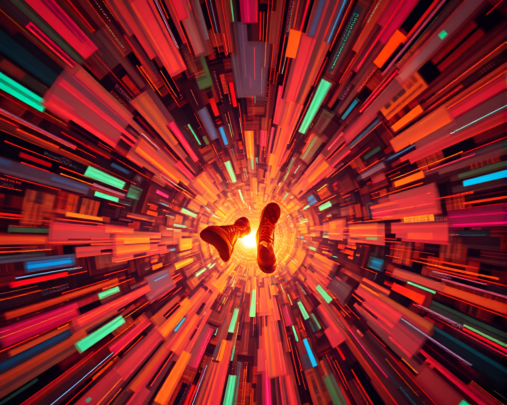 Gravity boots in hyper-saturated kinetic world – free AI stock image