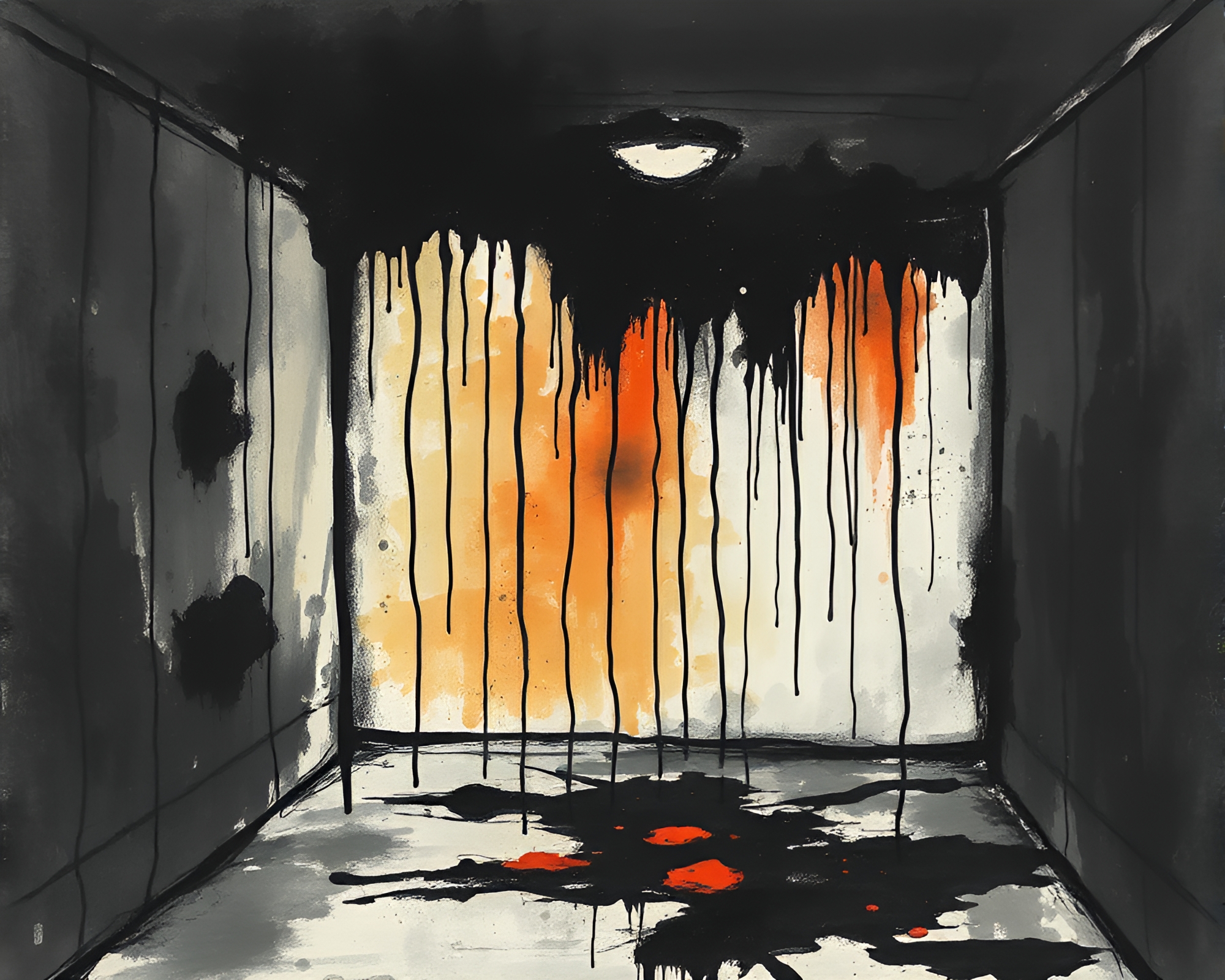 Ink Wash Drips: Abstract Expressionism in Basement Gloom – free AI stock image