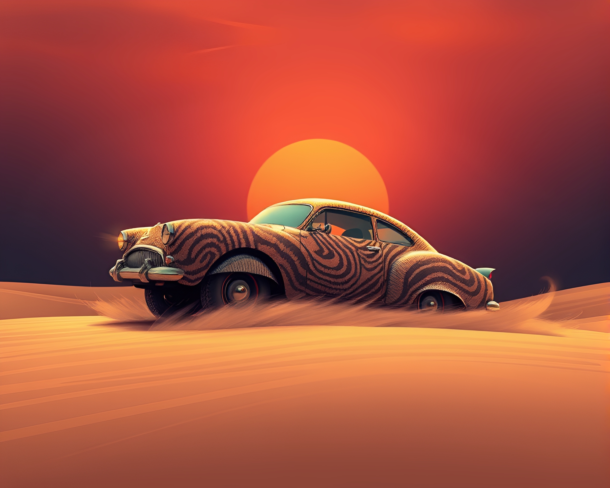 Fingerprint Swirl Hover Car in Comic Book Style – free AI stock image