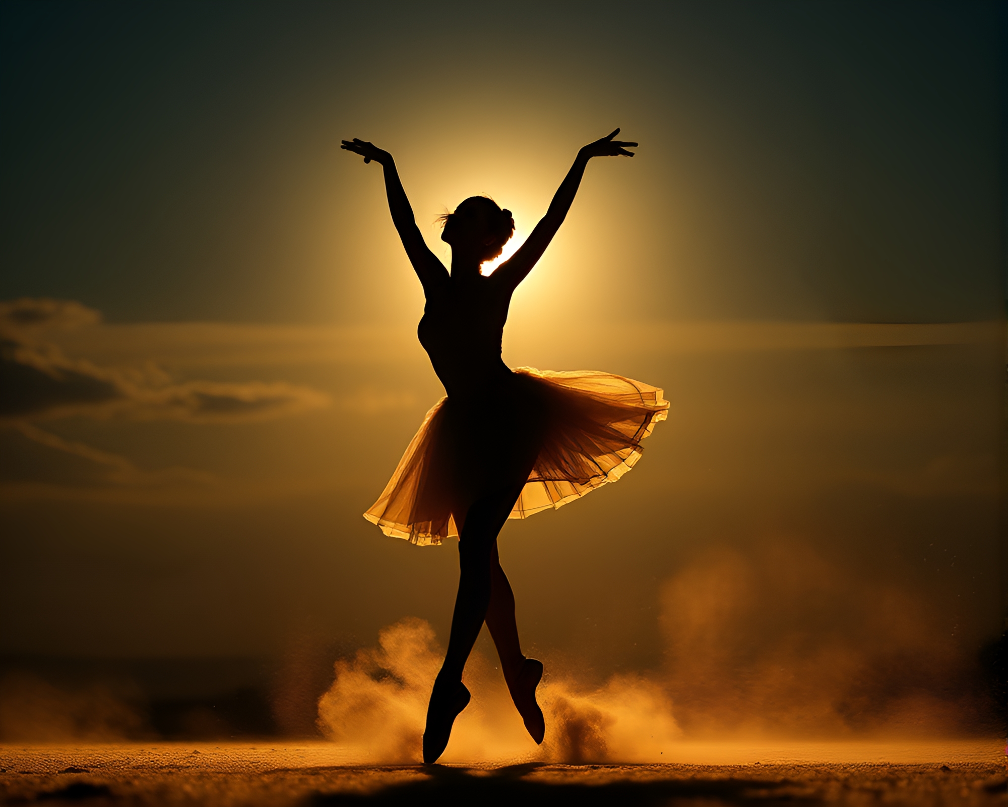 Ethereal Ballet Dancer Silhouette under Starlit Dust – free AI stock image