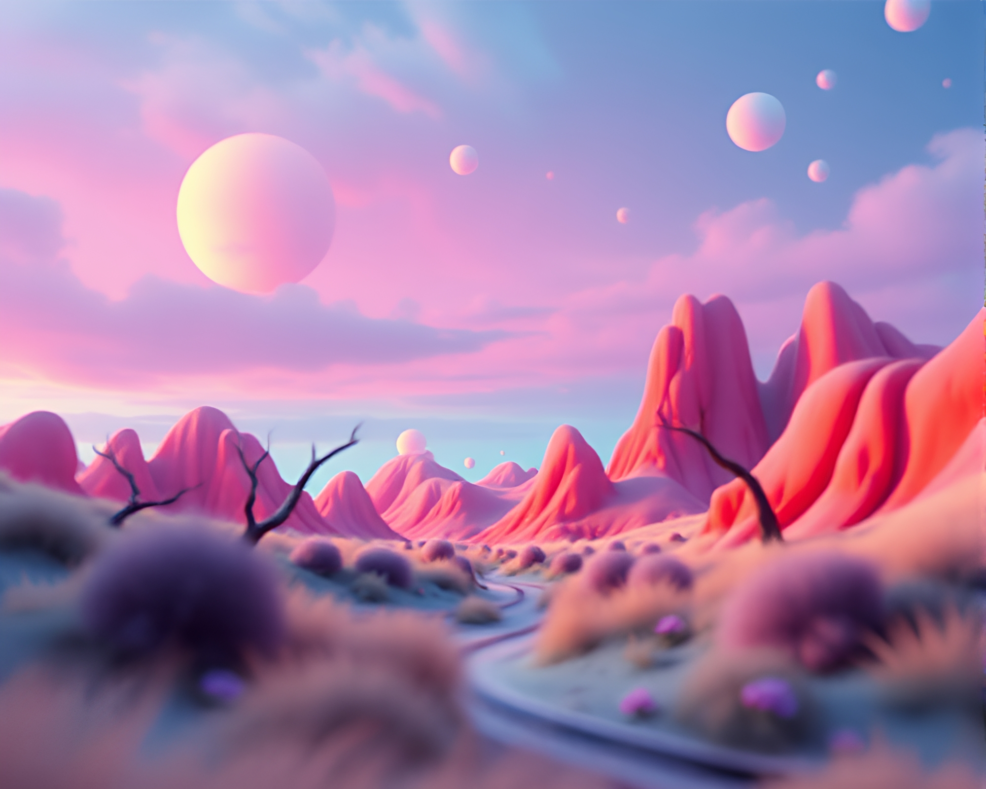 Surreal Dreamscape: Pointillism Retro Color Fade – free AI stock image