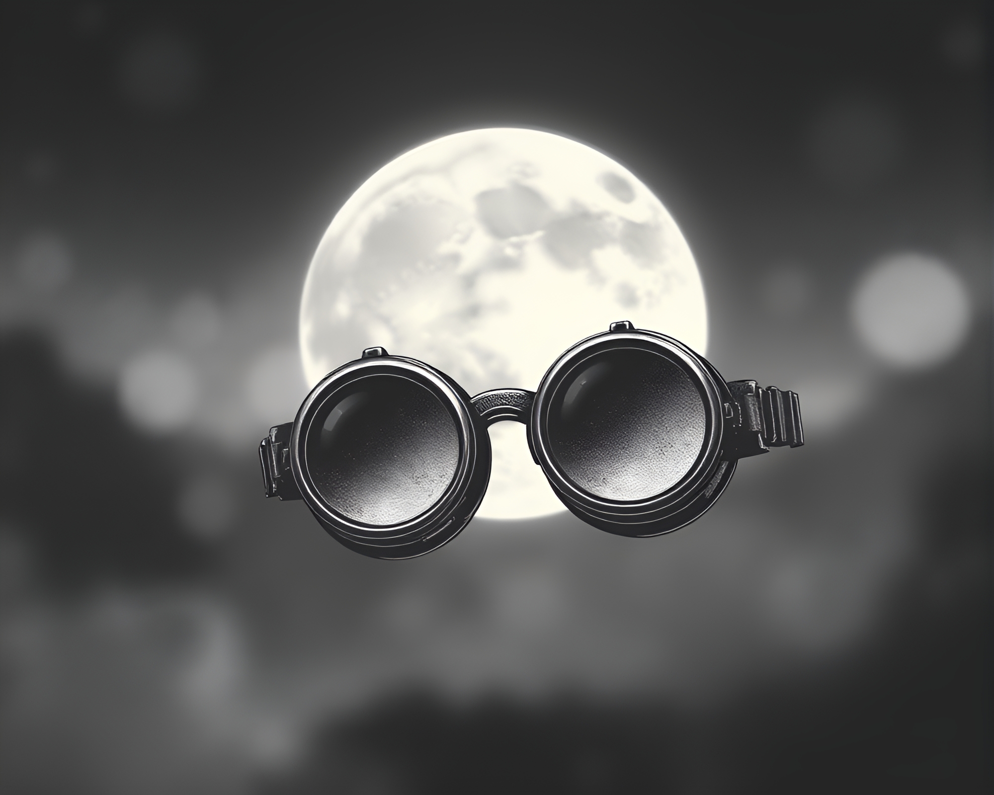 Steampunk Goggles in Lunar Cyberpunk World – free AI stock image