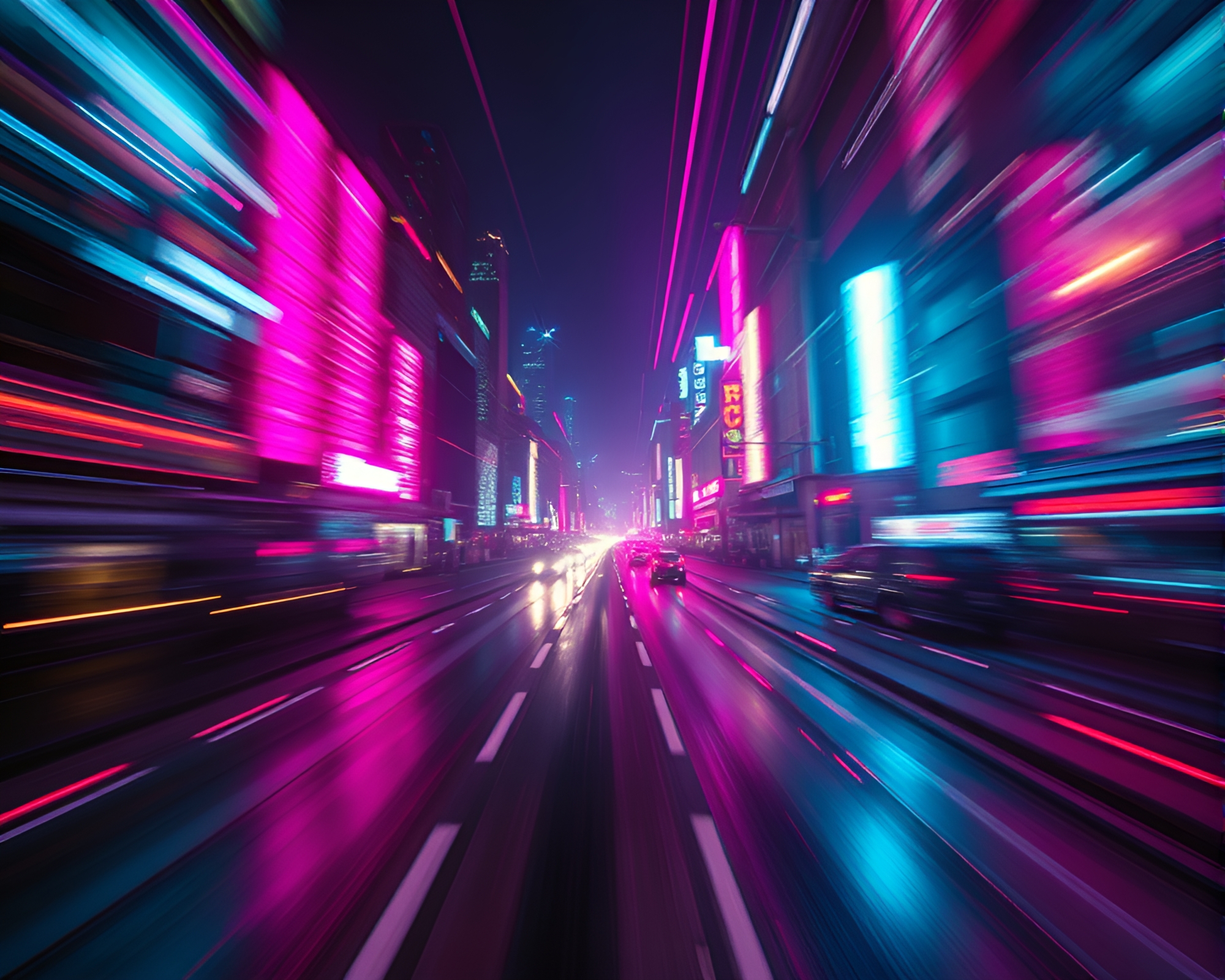 Ethereal Neon Cityscape: Cosmic Horror Synthwave Escape – free AI stock image