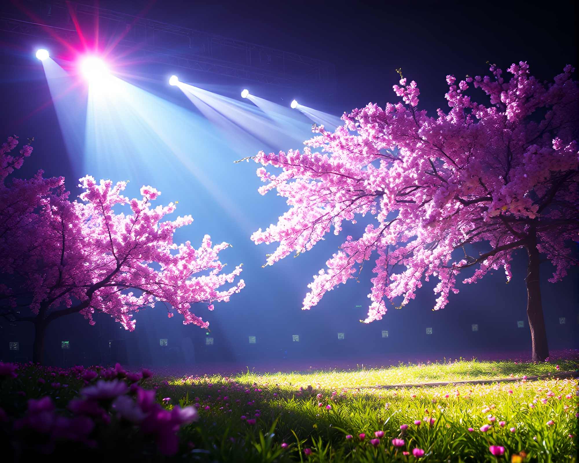 Digital Glitch Blossoms: Spring Spotlight – free AI stock image