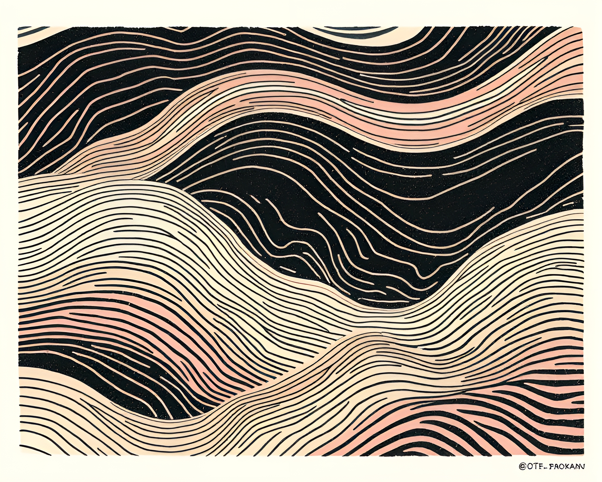 Maximalist Woodblock Print of Ley Lines – free AI stock image