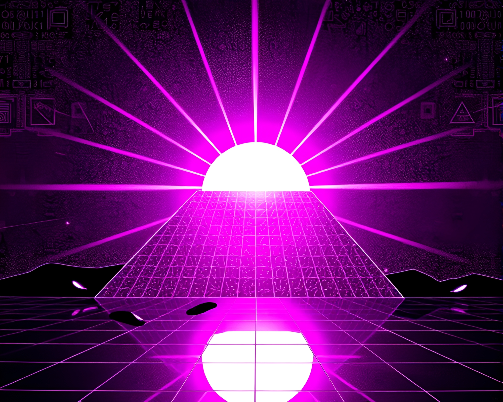 Magenta Solar Shard: Reflections in ASCII Art – free AI stock image