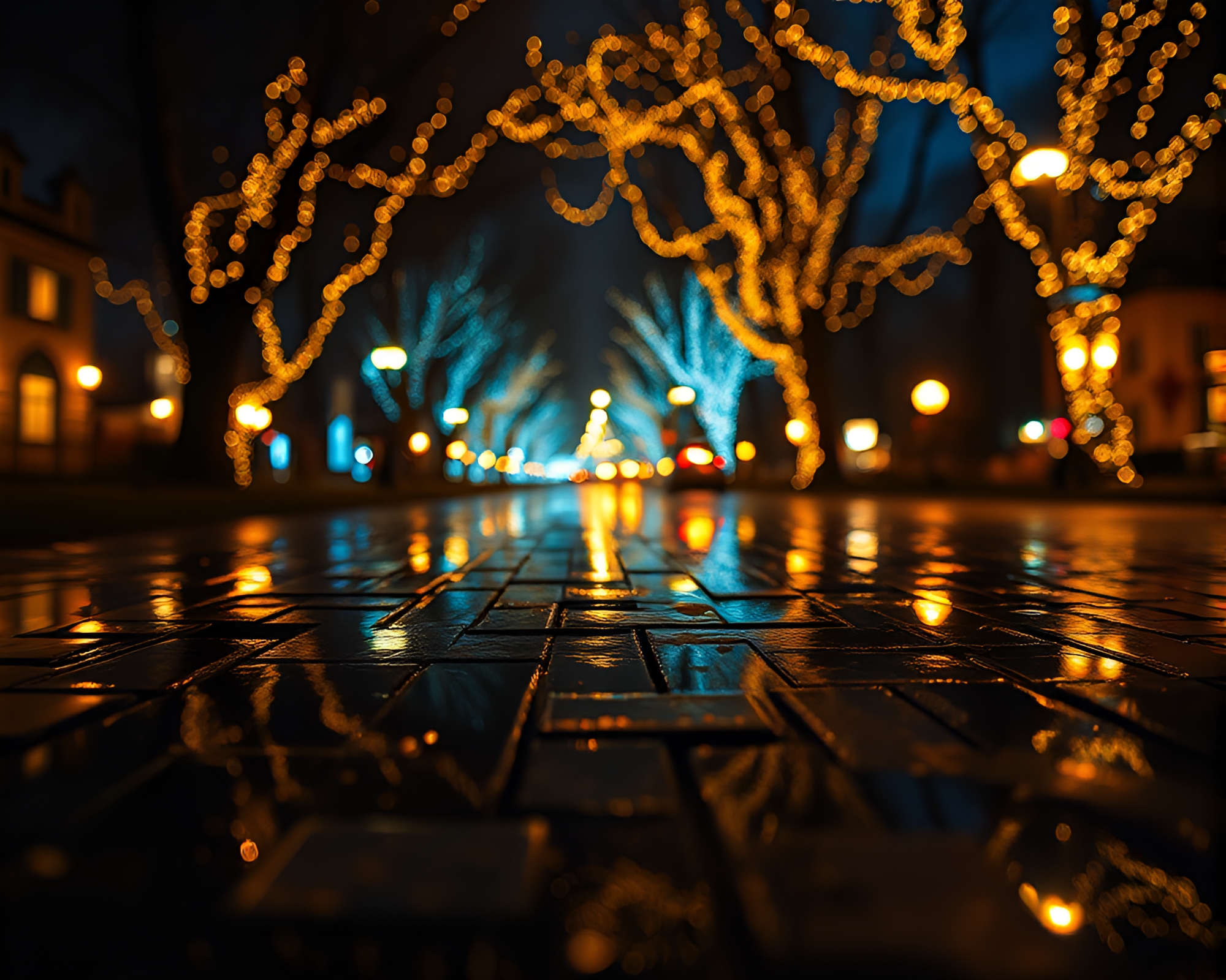 Enchanted Elf Kingdom Reflections in Mosaic Lights – free AI stock image