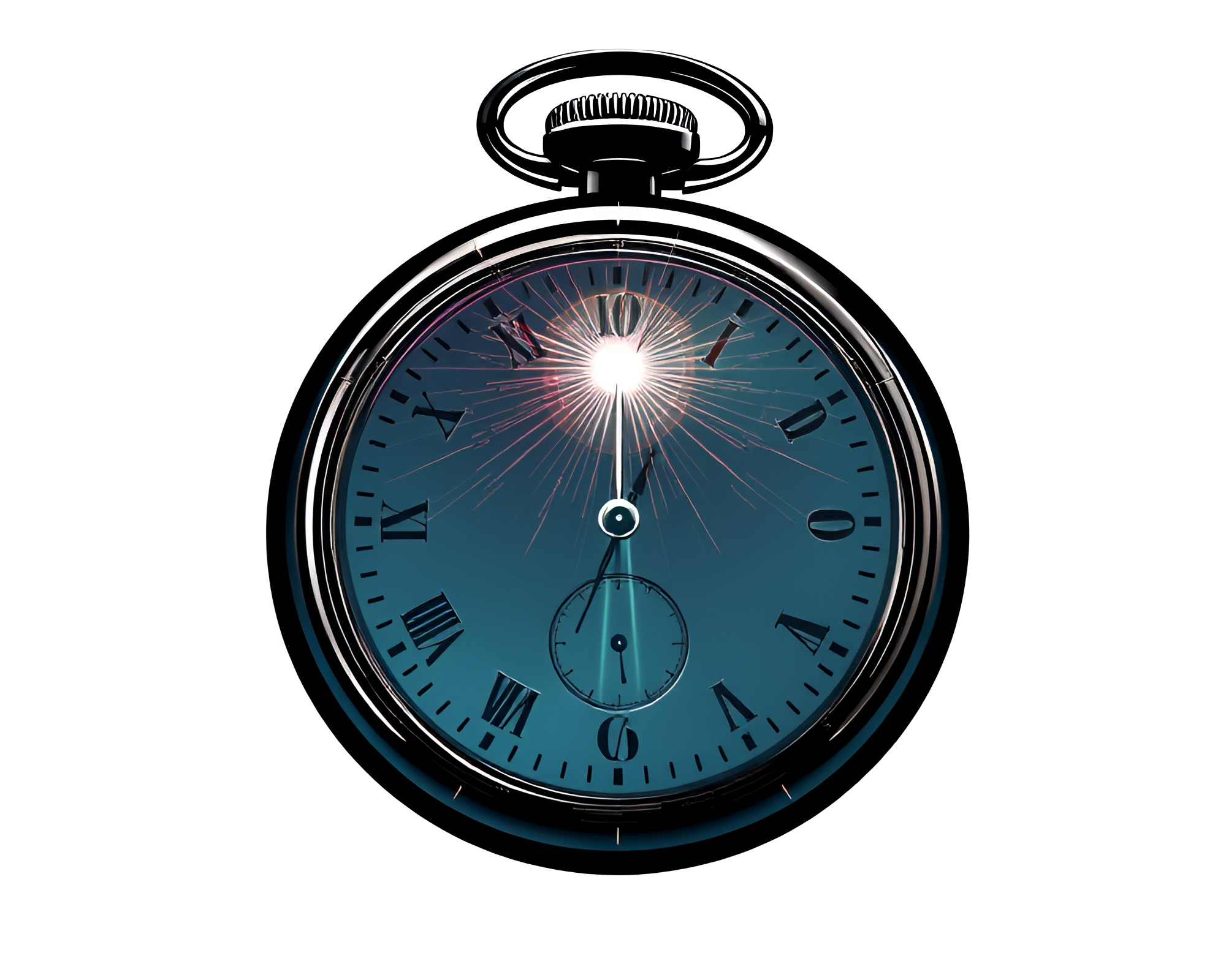 Ethereal Pocket Watch in Distorted Glass Frame – free AI stock image