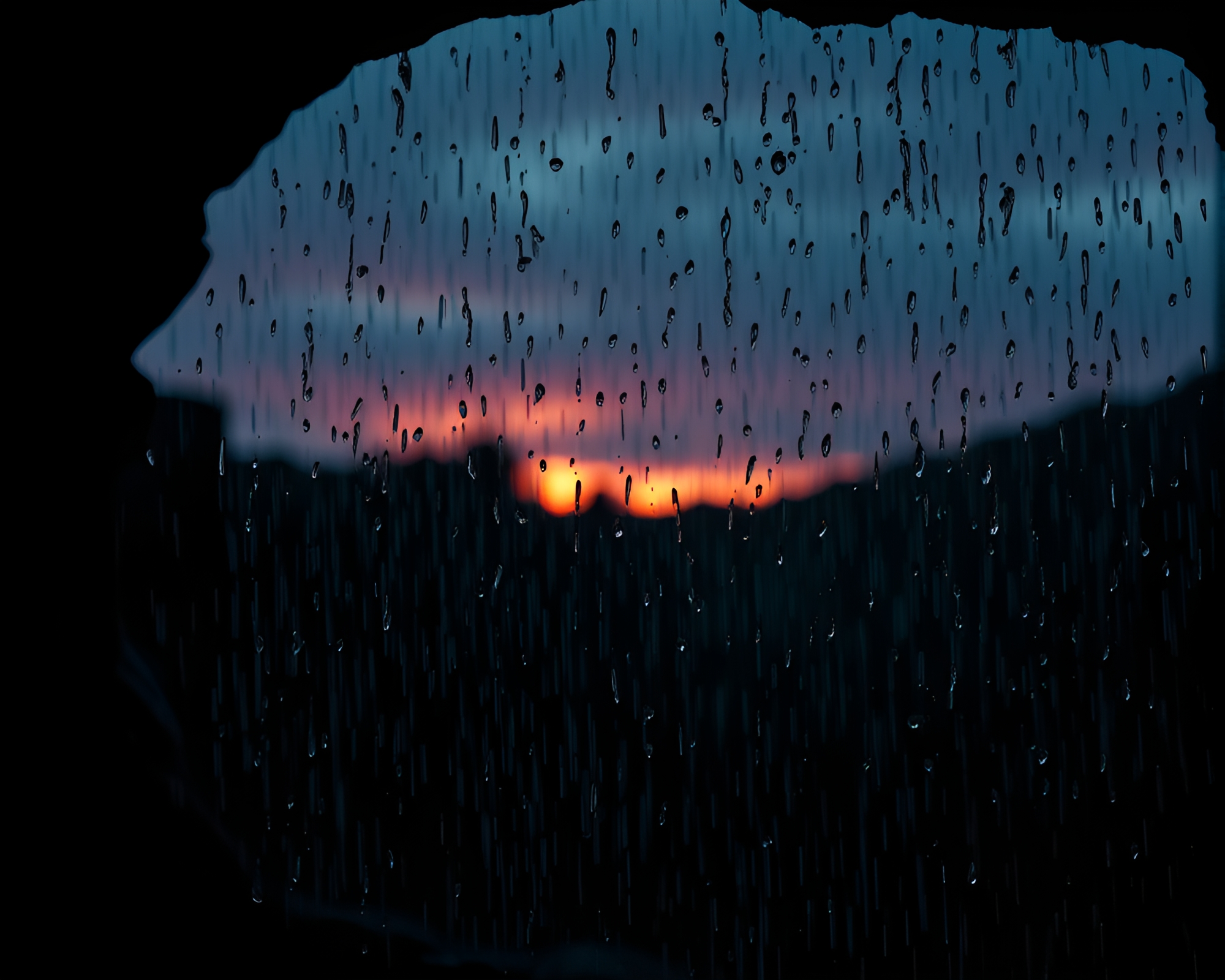Twilight Rain Droplets in Cavern with Toon Shading – free AI stock image