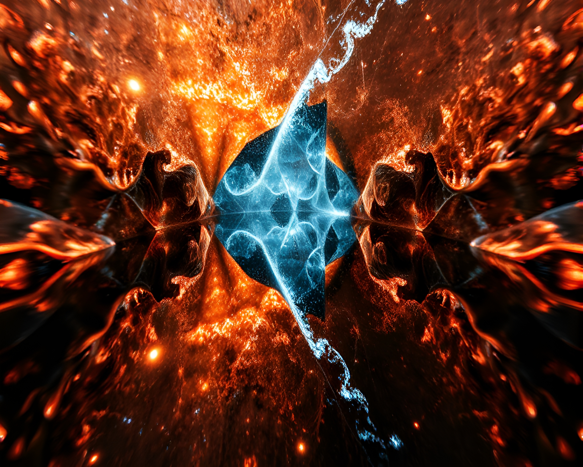 Banshee Reflection: Fractal Glow Stereograph Art – free AI stock image