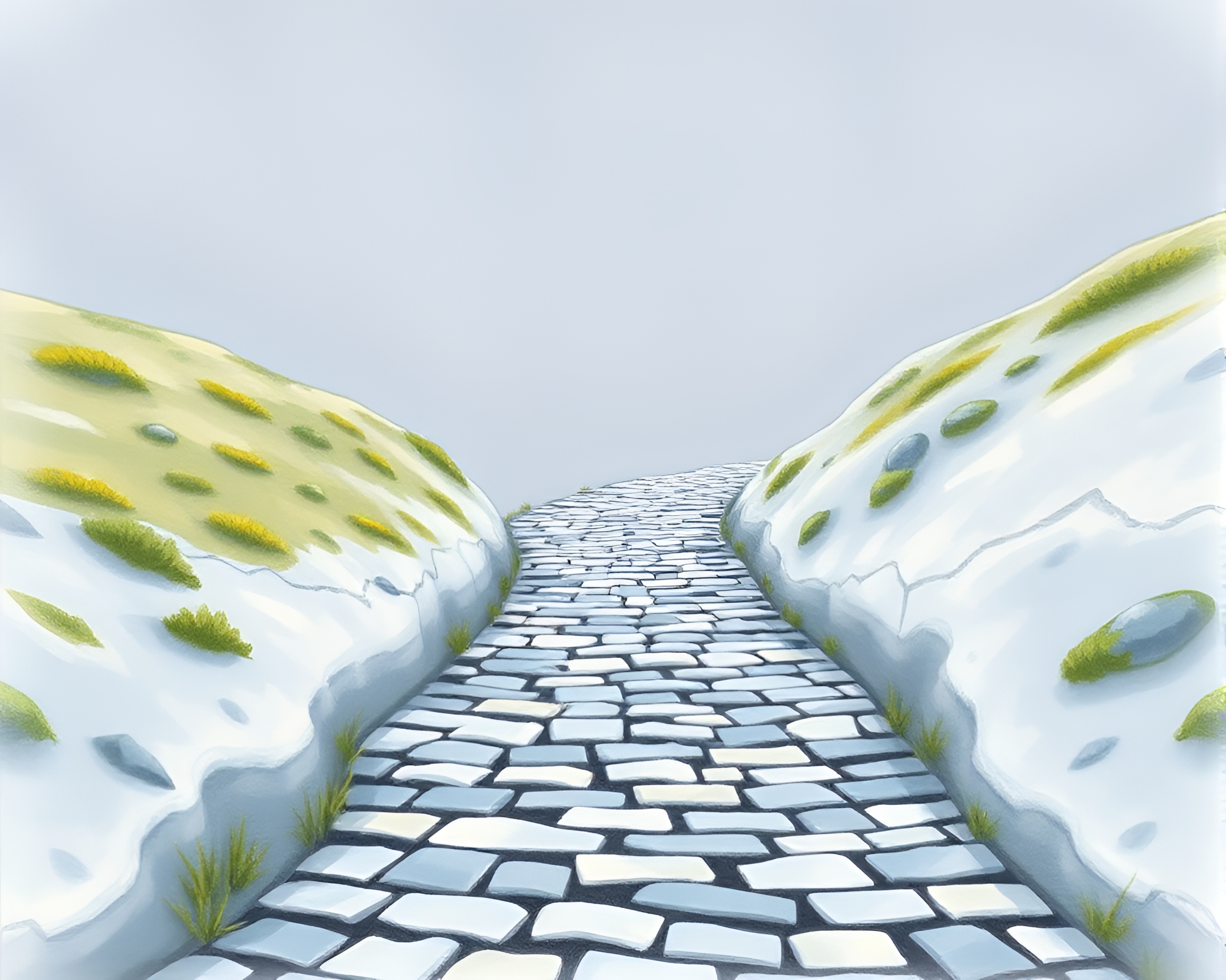 Glacier Path in Soft Pastel Drawing Style – free AI stock image