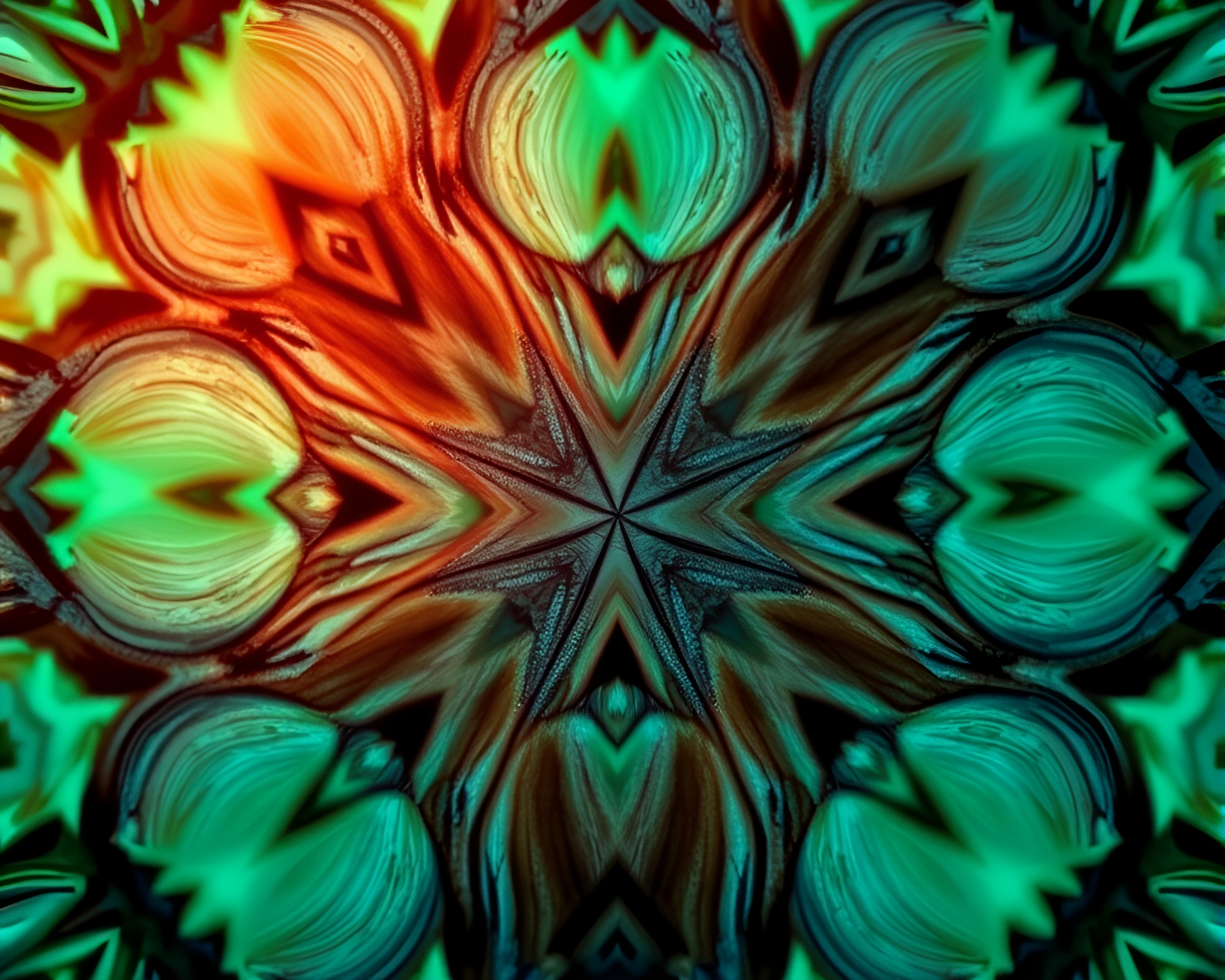 Dwarf amidst kaleidoscope wood grains with rim lighting – free AI stock image