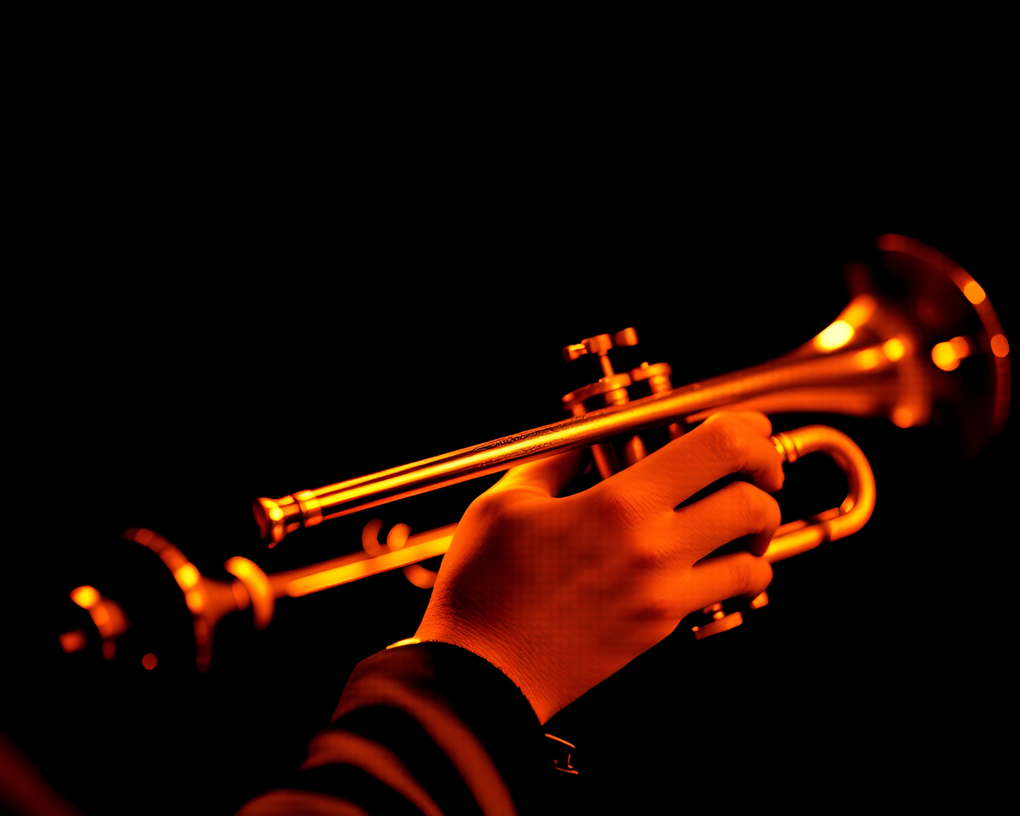 Trumpet Duotone Composition with Copper Tones – free AI stock image