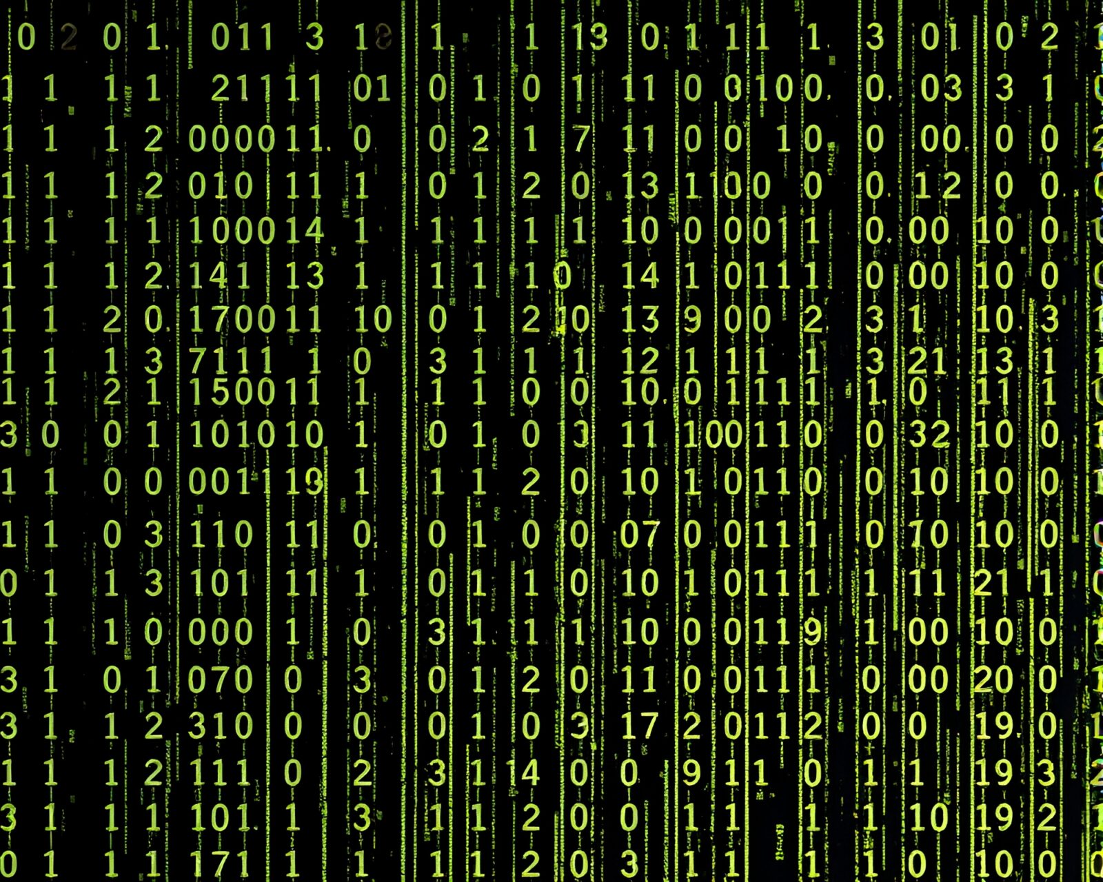 Glowing binary code over underpainted foil stamping design
