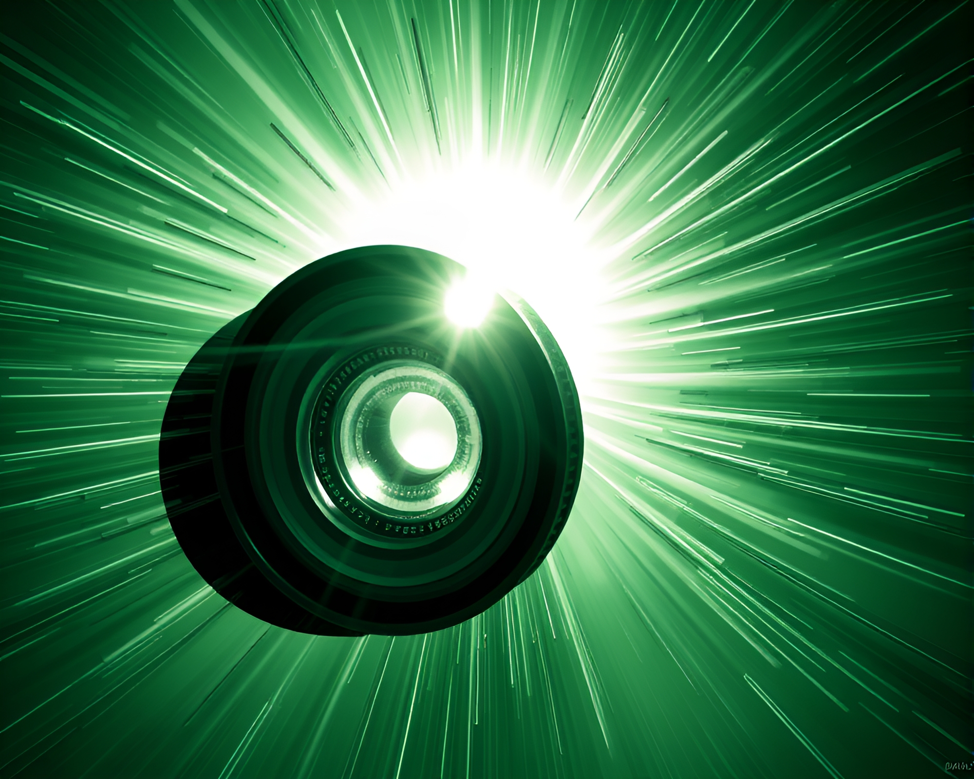 Dimensional Rift Lens Sunburst Technical Illustration – free AI stock image
