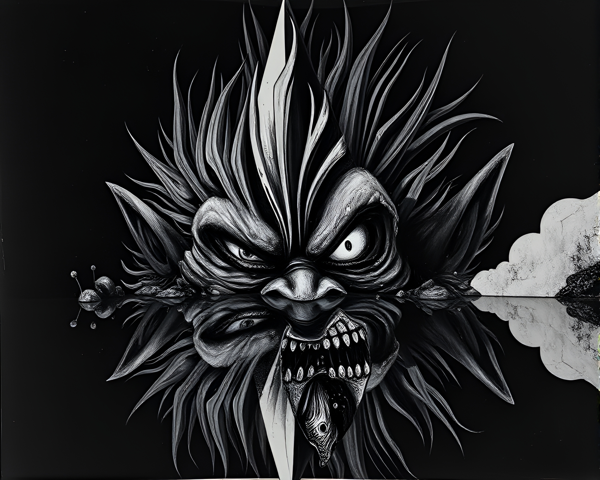 Troll Mirror Shard Reflection Collage Noir – free AI stock image