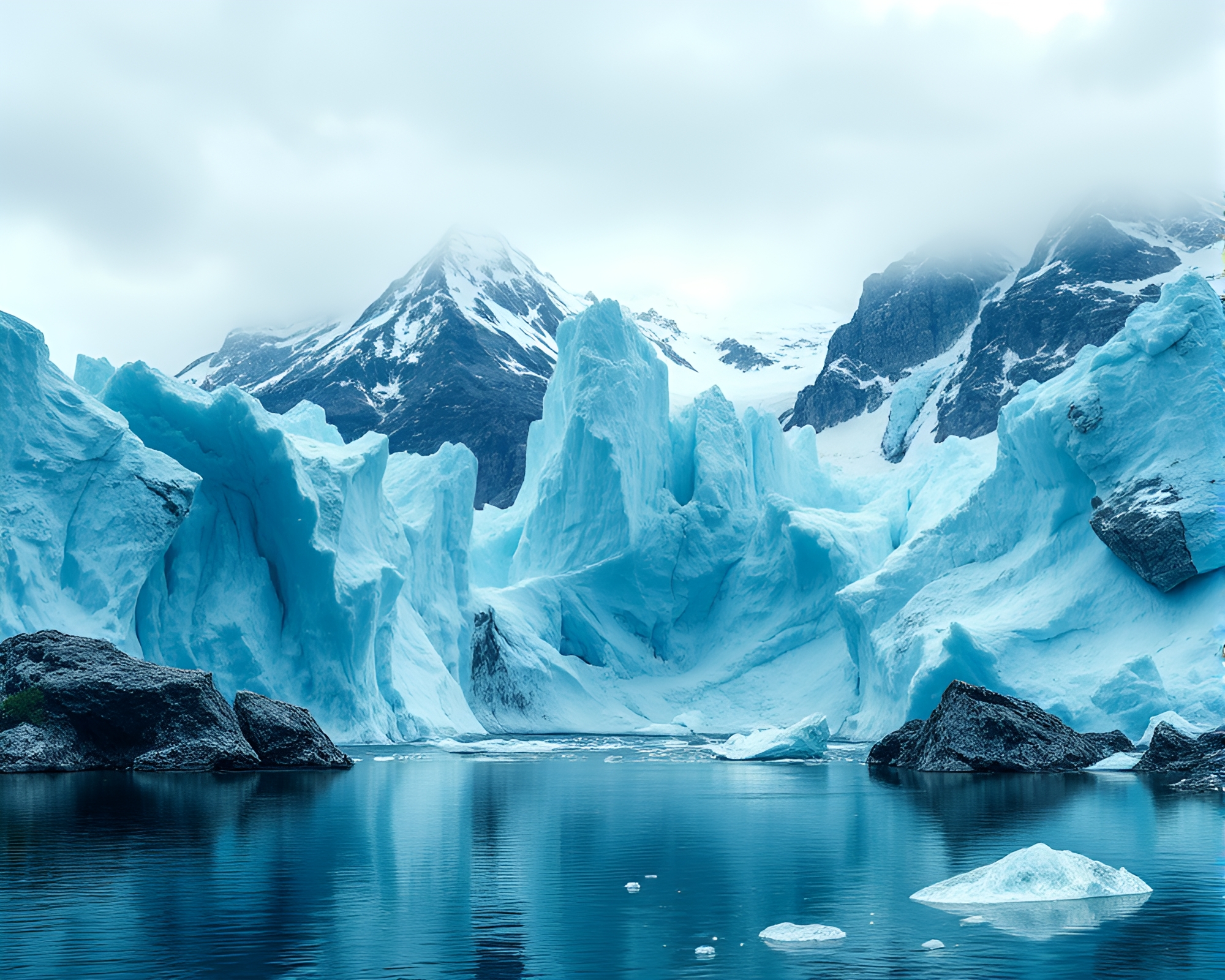 Glacier Collage: Sapphire HDR Ice Composition – free AI stock image