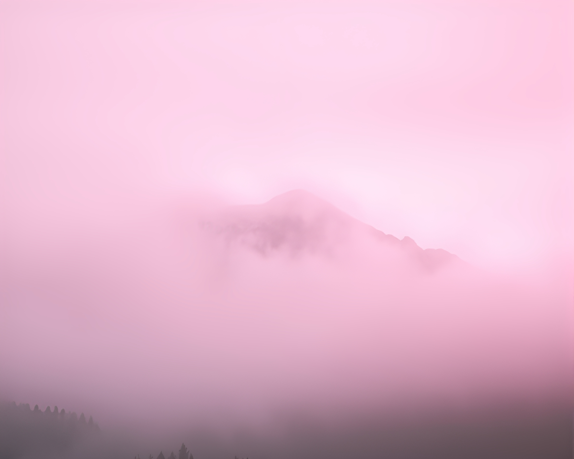 Mist-shrouded mountain in halftone pastel noir – free AI stock image