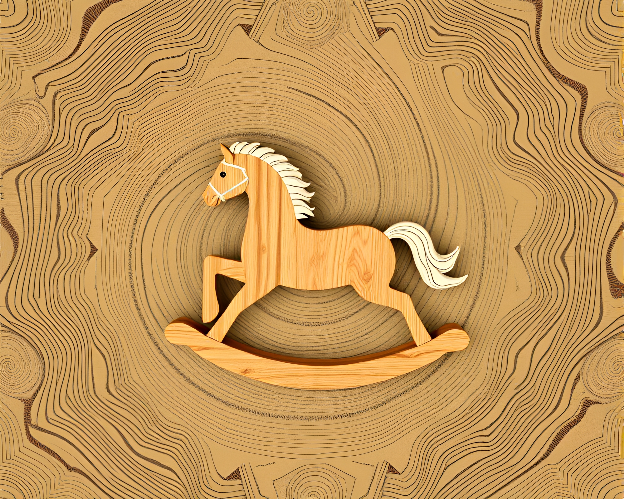 Radiant Milky Way Rocking Horse in Hatching Style – free AI stock image