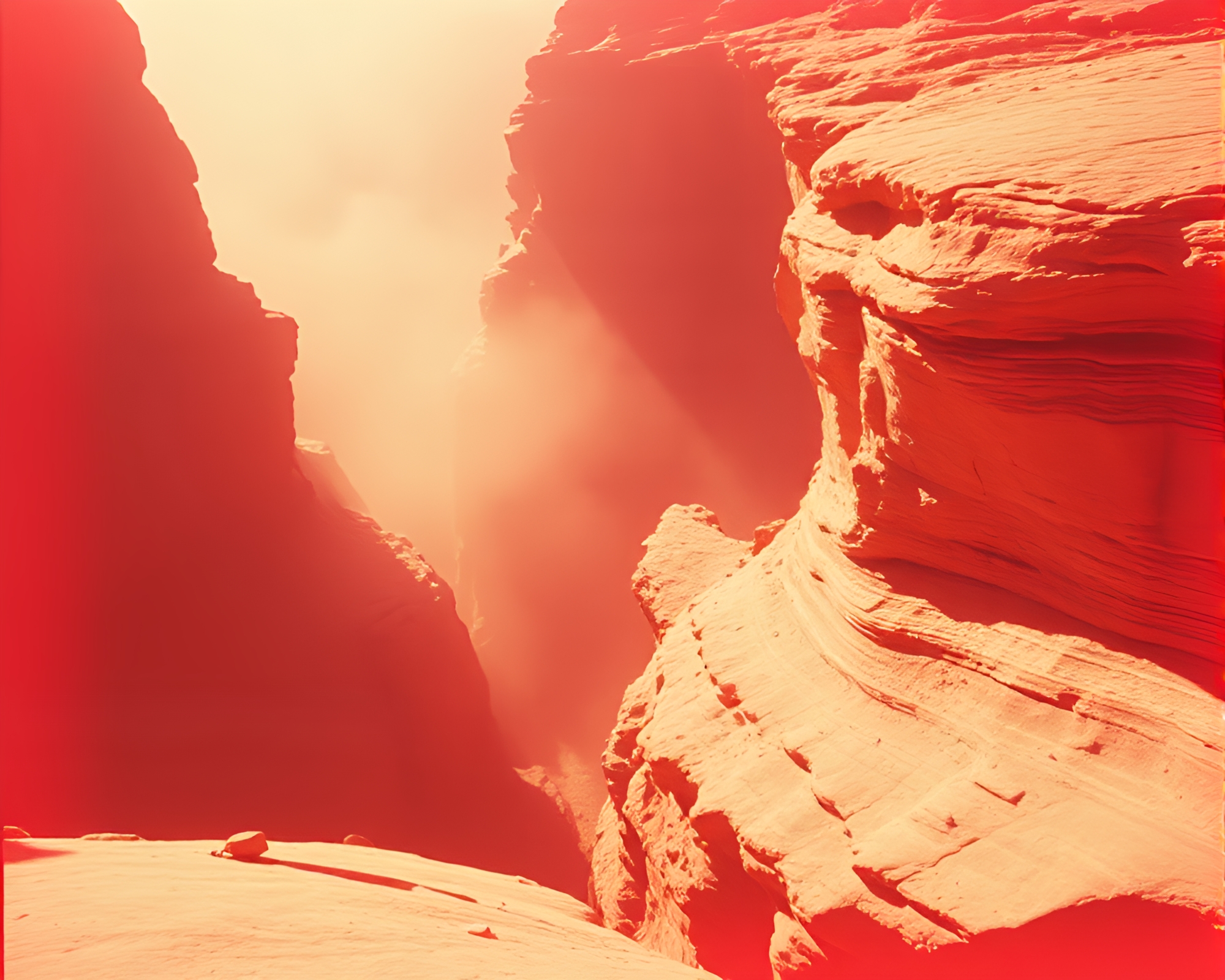 Eroded Canyon in Smoky Haze with Selective Color – free AI stock image