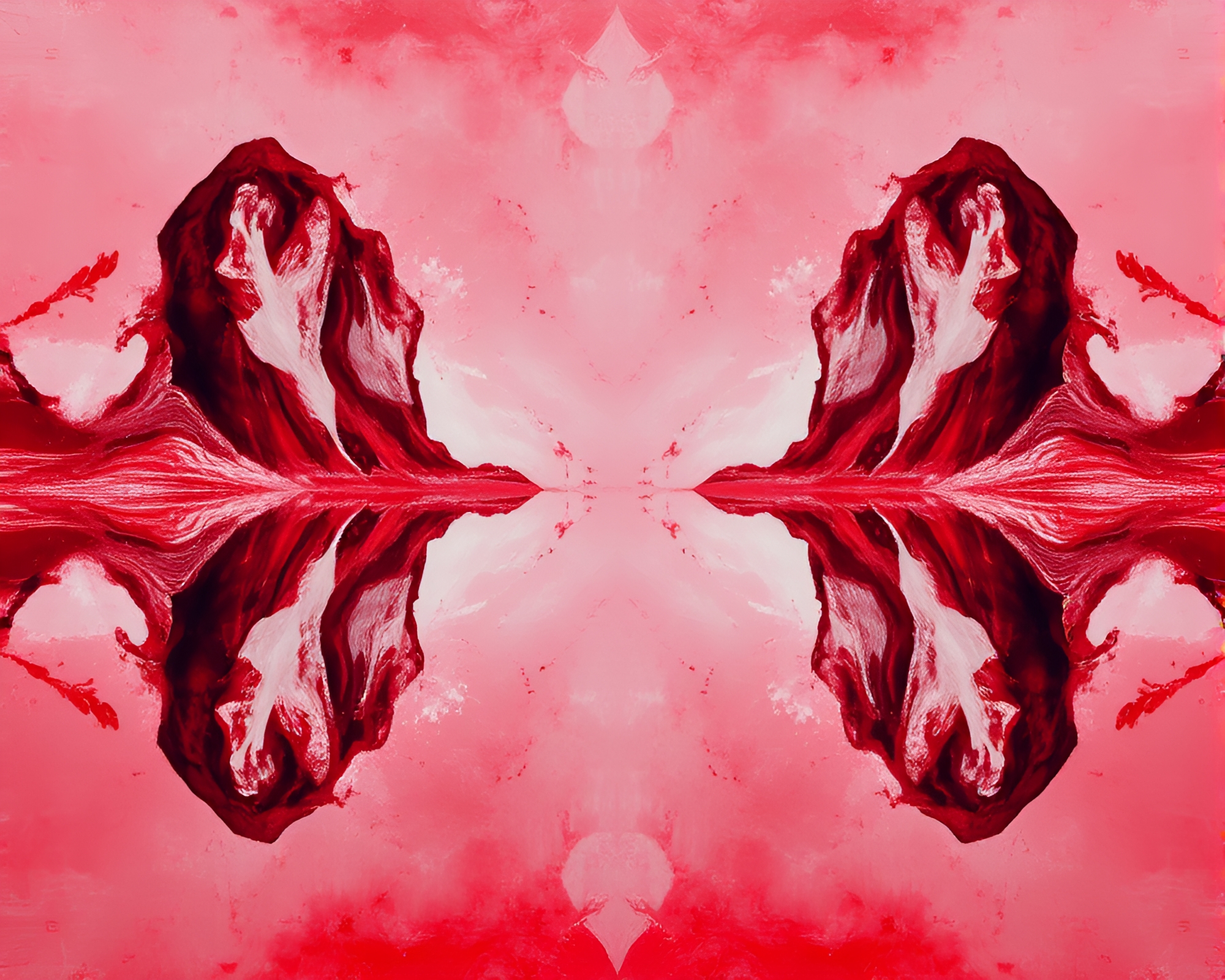Ruby Red Dimensional Rift Symmetry – free AI stock image