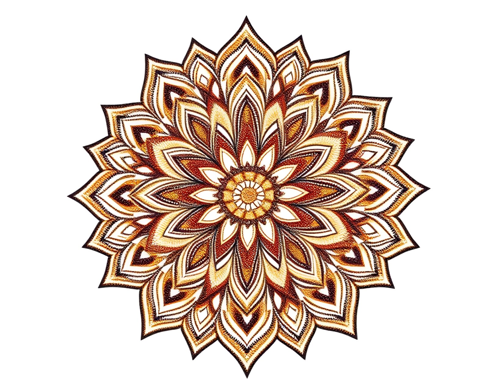 Intricate mandala design in stippling technique with glitter accents