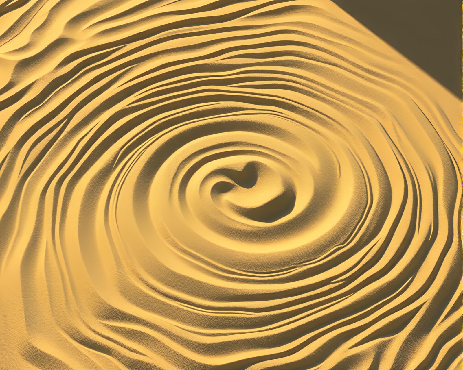 Isometric illustration of swirling sand patterns with dramatic shadows