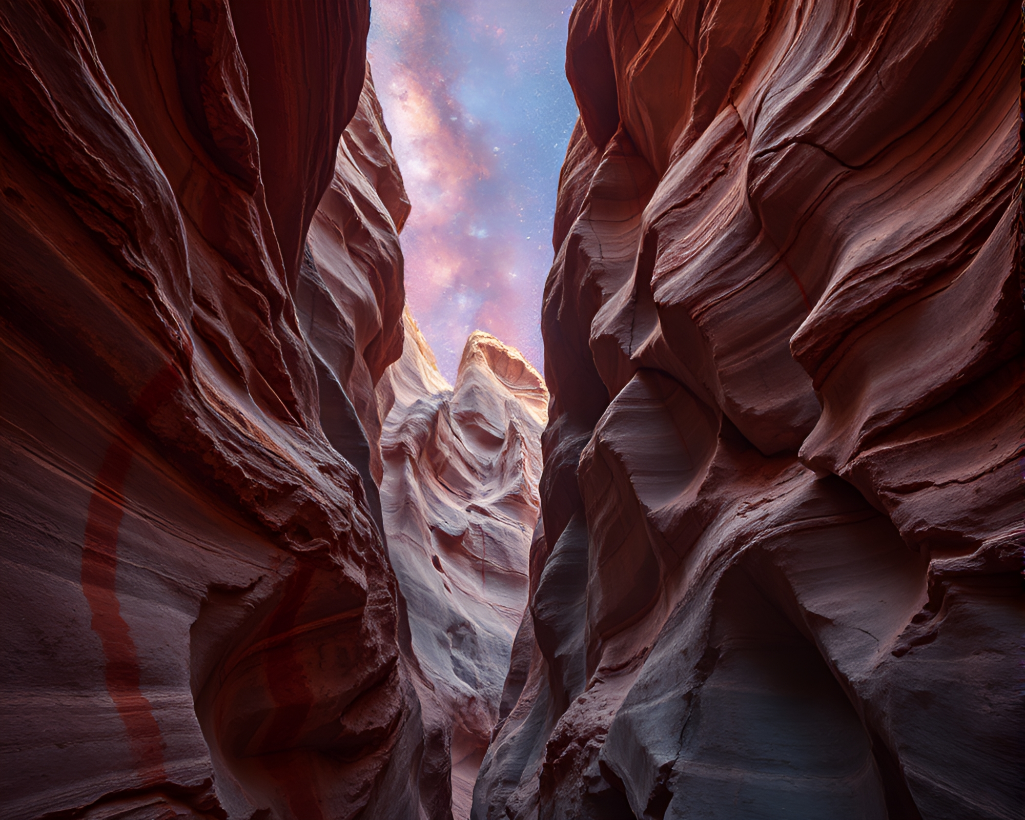 Galactic Canyon Erosion Art with Rust Stain Striations – free AI stock image