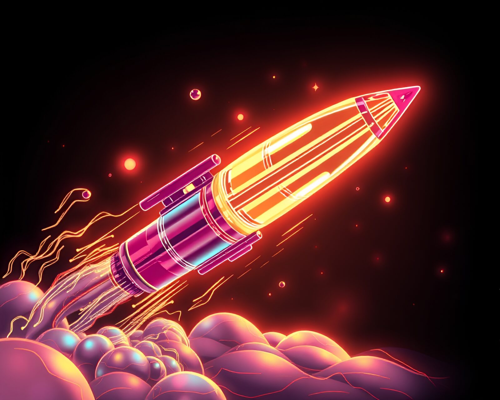 Sleek jetpack rider seen through dreamy peach-tinted glass