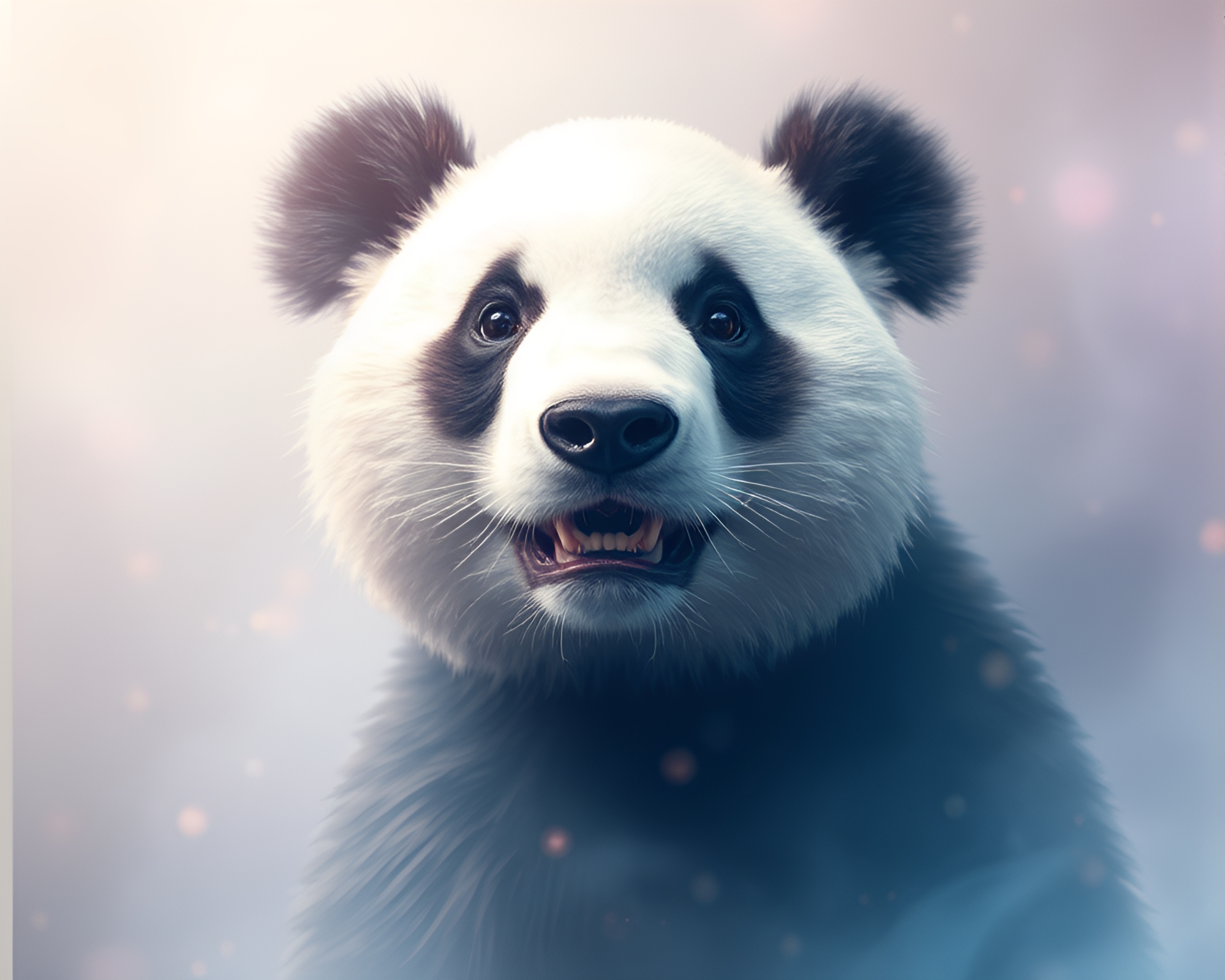 Enchanting Panda Hologram in Warmth of Depth Layers – free AI stock image