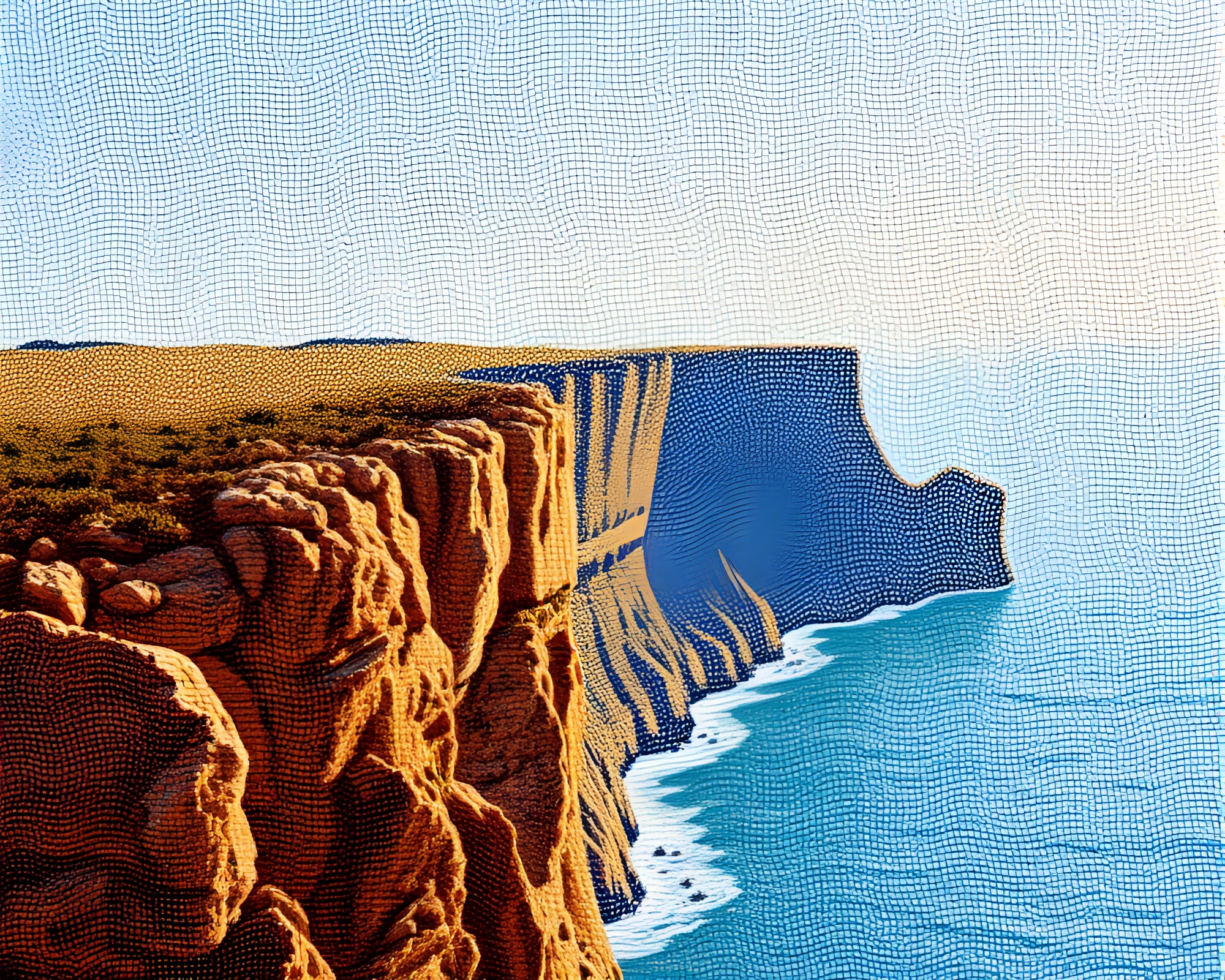 Stipple Shaded Cliff with Beadwork Accents – free AI stock image