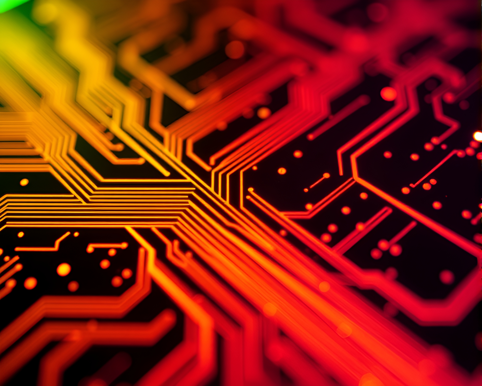 Tron-inspired Circuit Board Binary Code Tri-tone Panel – free AI stock image