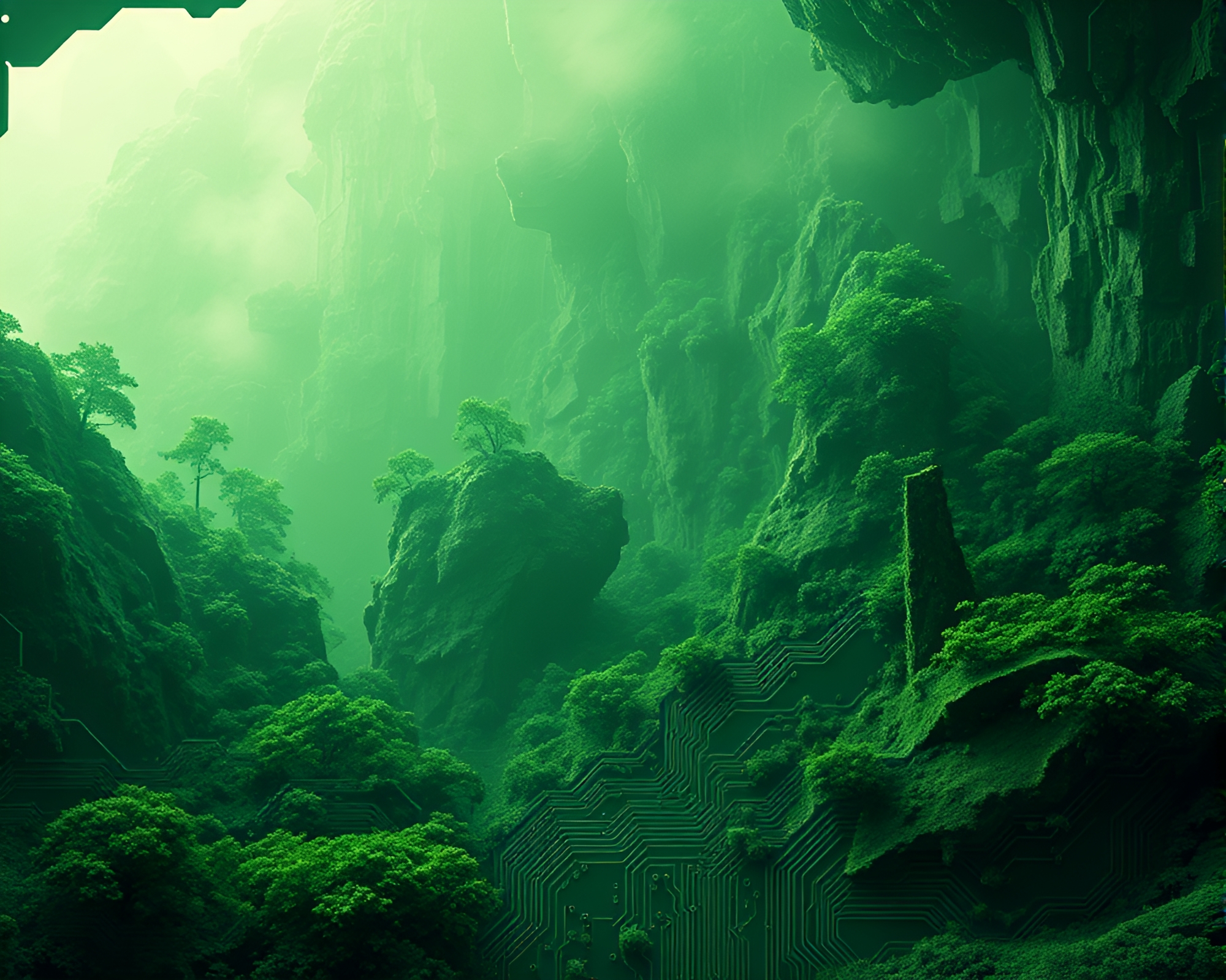 Glacial Cave Network Reveals Voxel Circuit Board Traces – free AI stock image