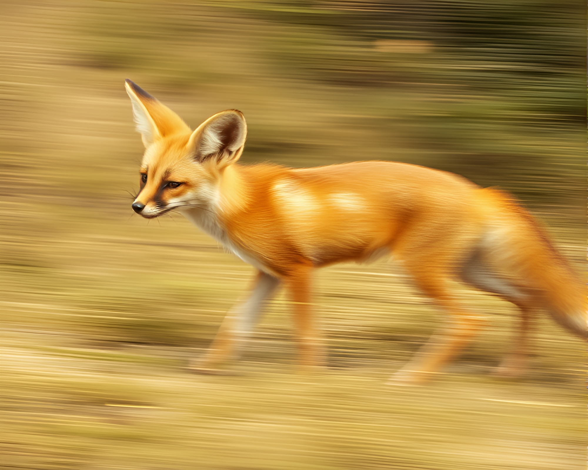 Mesmerizing Fennec Fox Pan Motion Blur Sepia Scene – free AI stock image