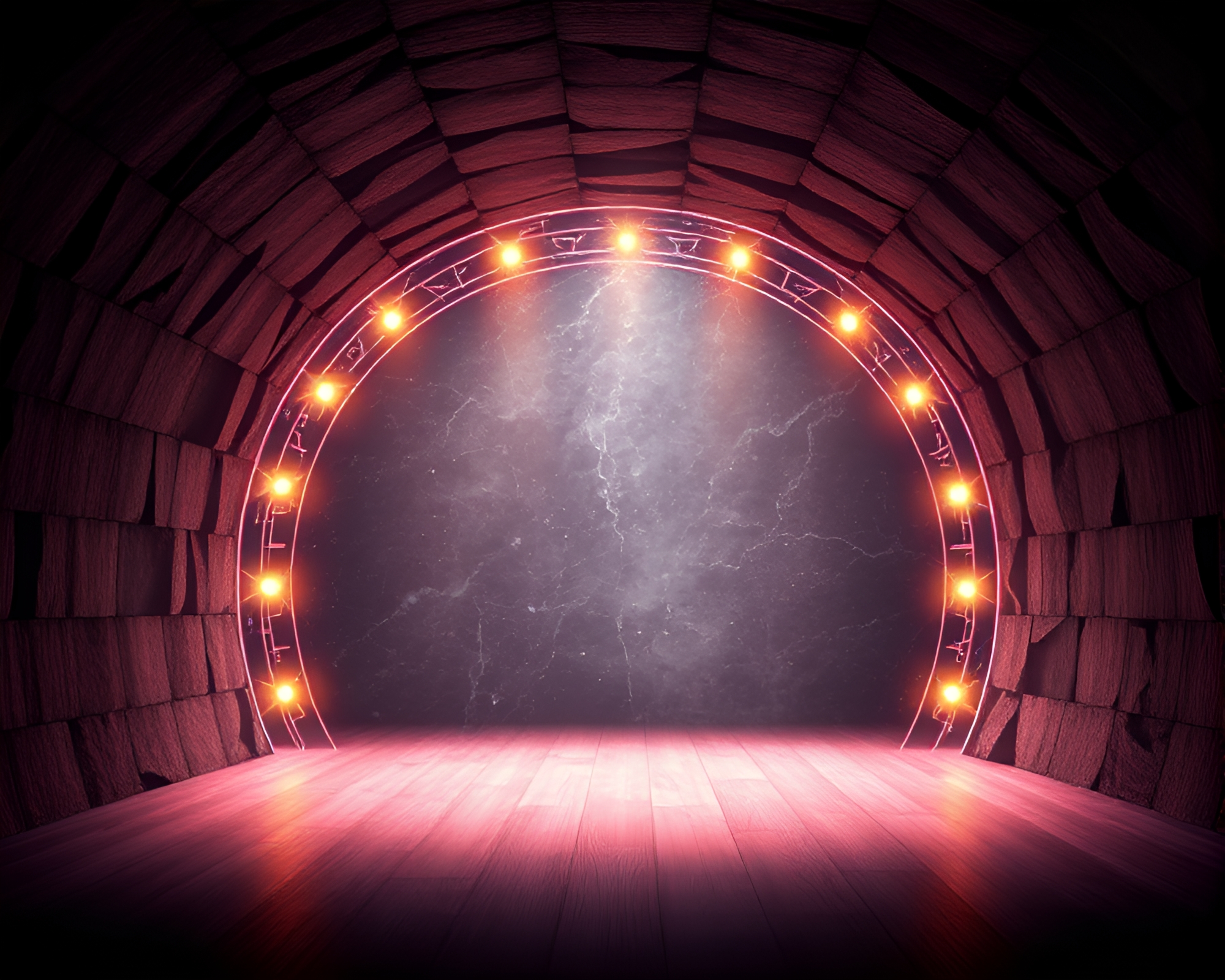 Trompe-L’oeil Glass Tunnel Theatre – free AI stock image