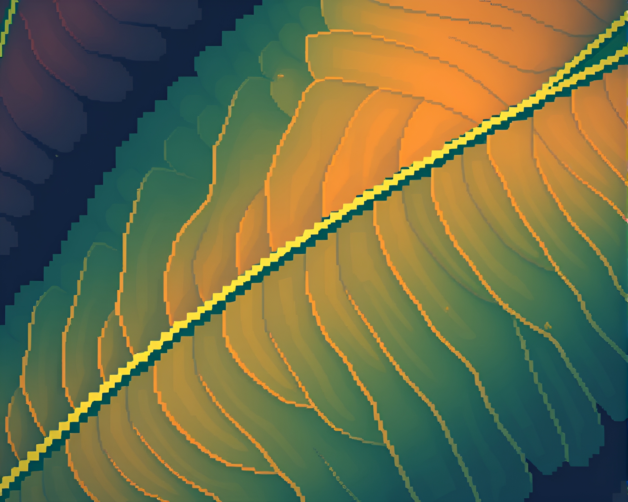 Sea Plane Flying over Intricate Leaf Vein Pixel Art – free AI stock image
