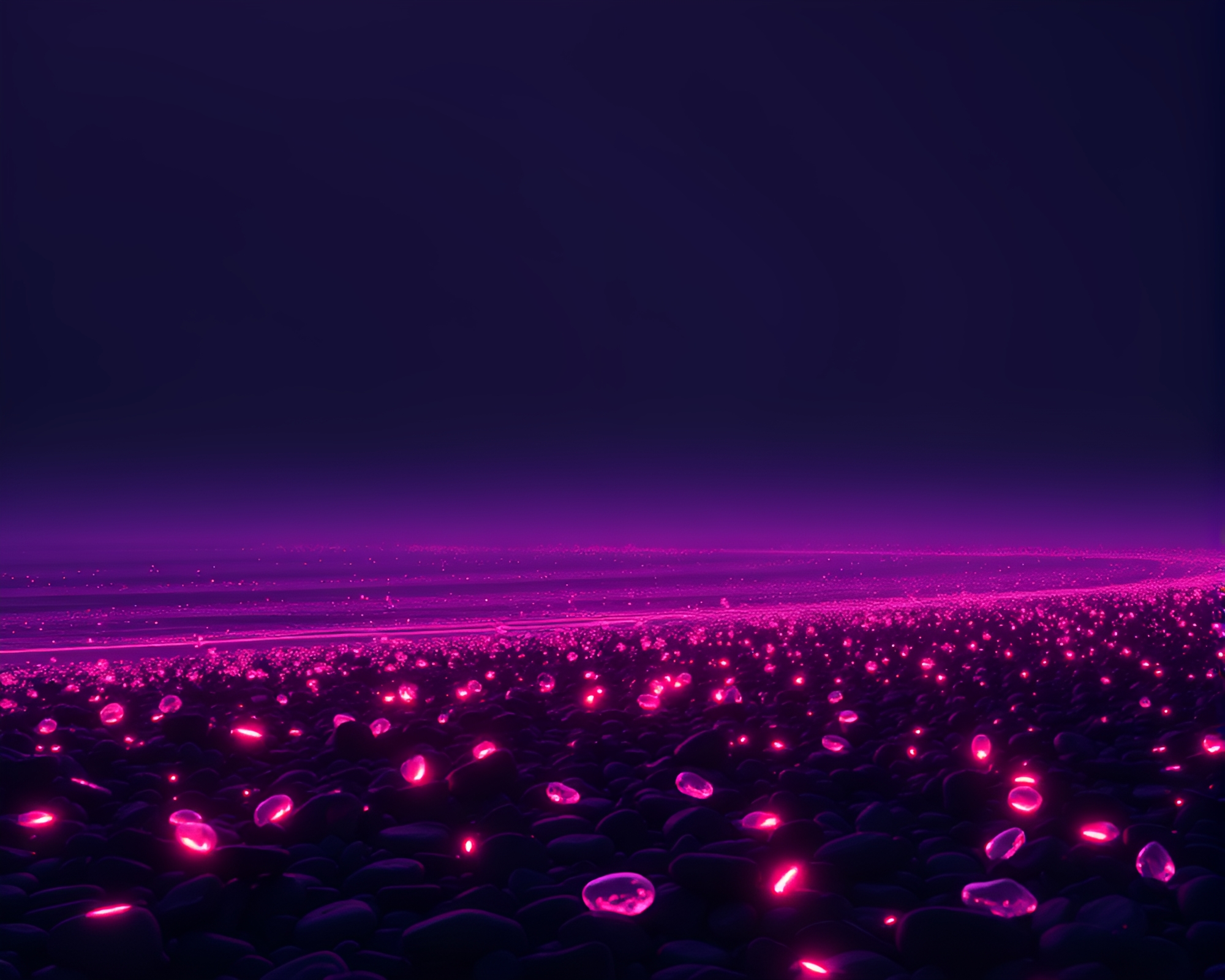 Glow-in-the-Dark Silhouette Wireframe at Pebble Beach – free AI stock image