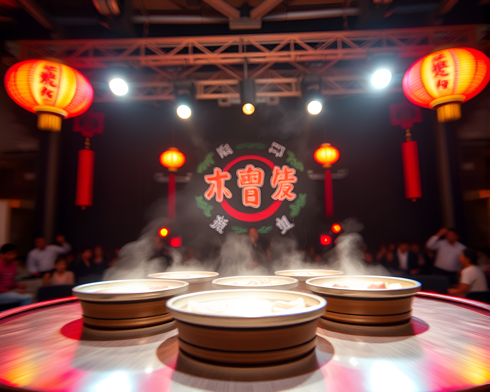3D Dim Sum Concert: Pan Motion Blur Stage Scene – free AI stock image