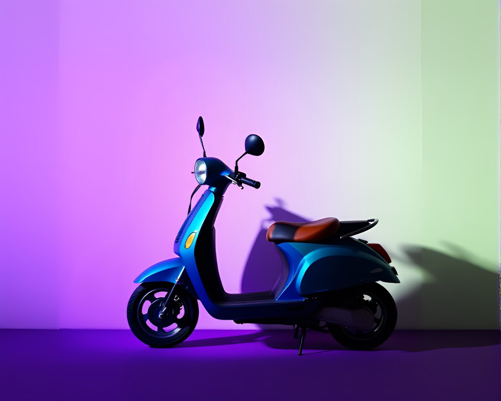 Colorful shadow art of an electric scooter in stipple style
