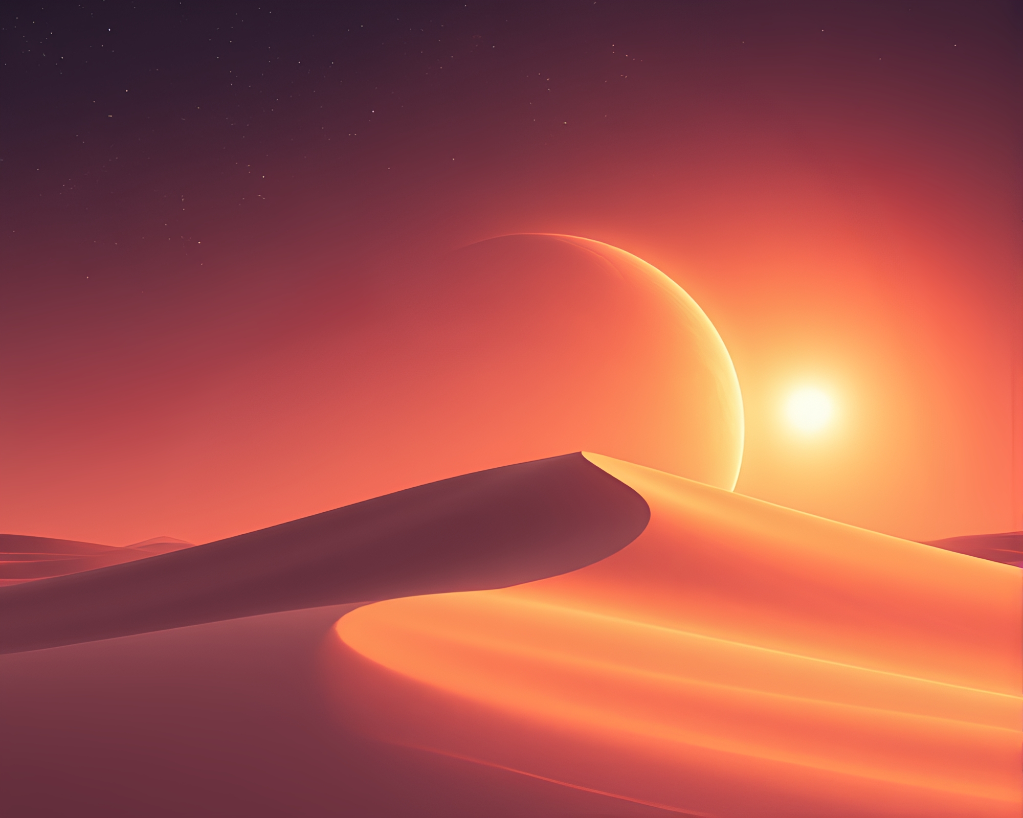 Sand Dune Backlit Silhouette with Pastel Flare – free AI stock image