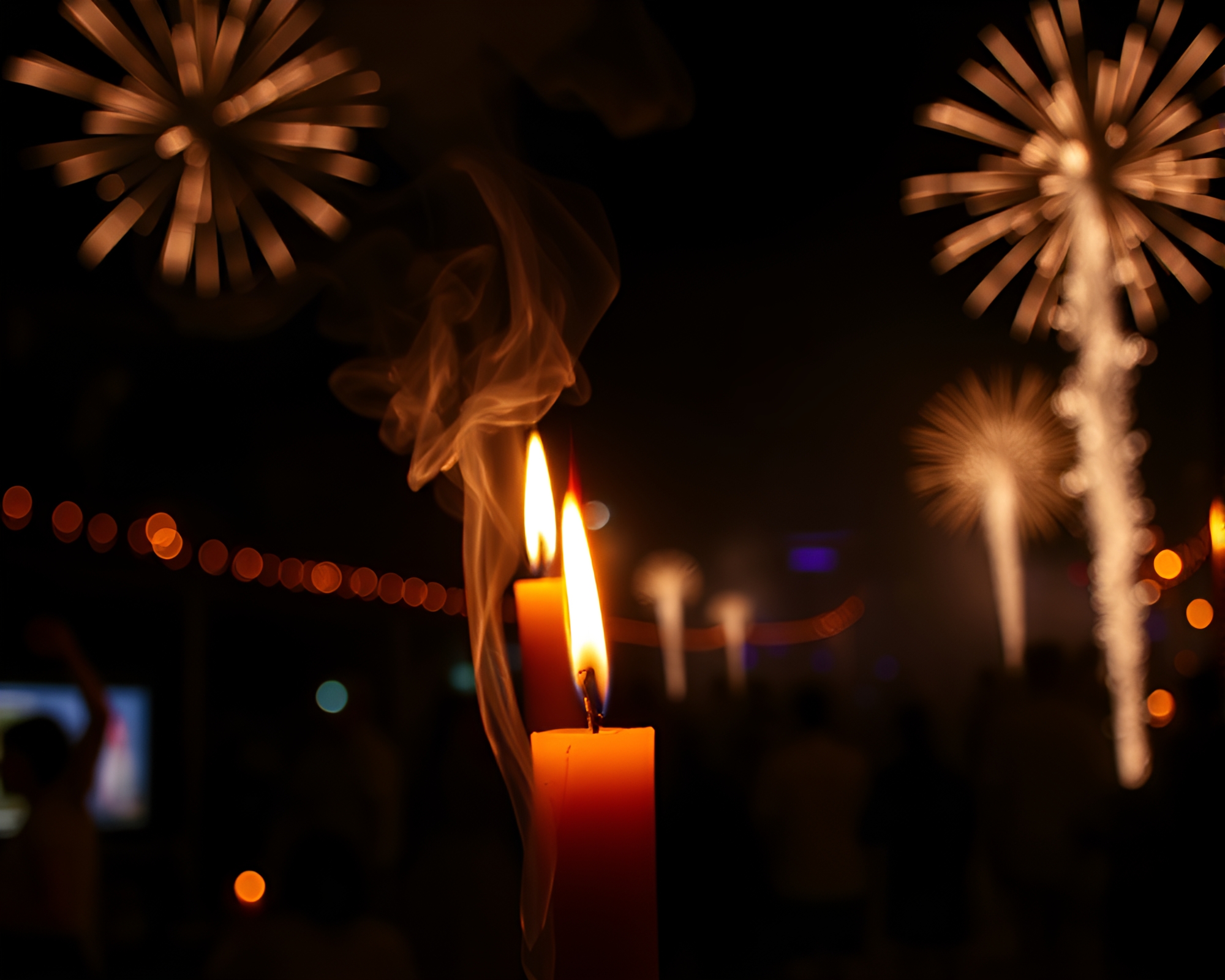 Festival Fireworks Illuminate Savannah Candle Smoke – free AI stock image