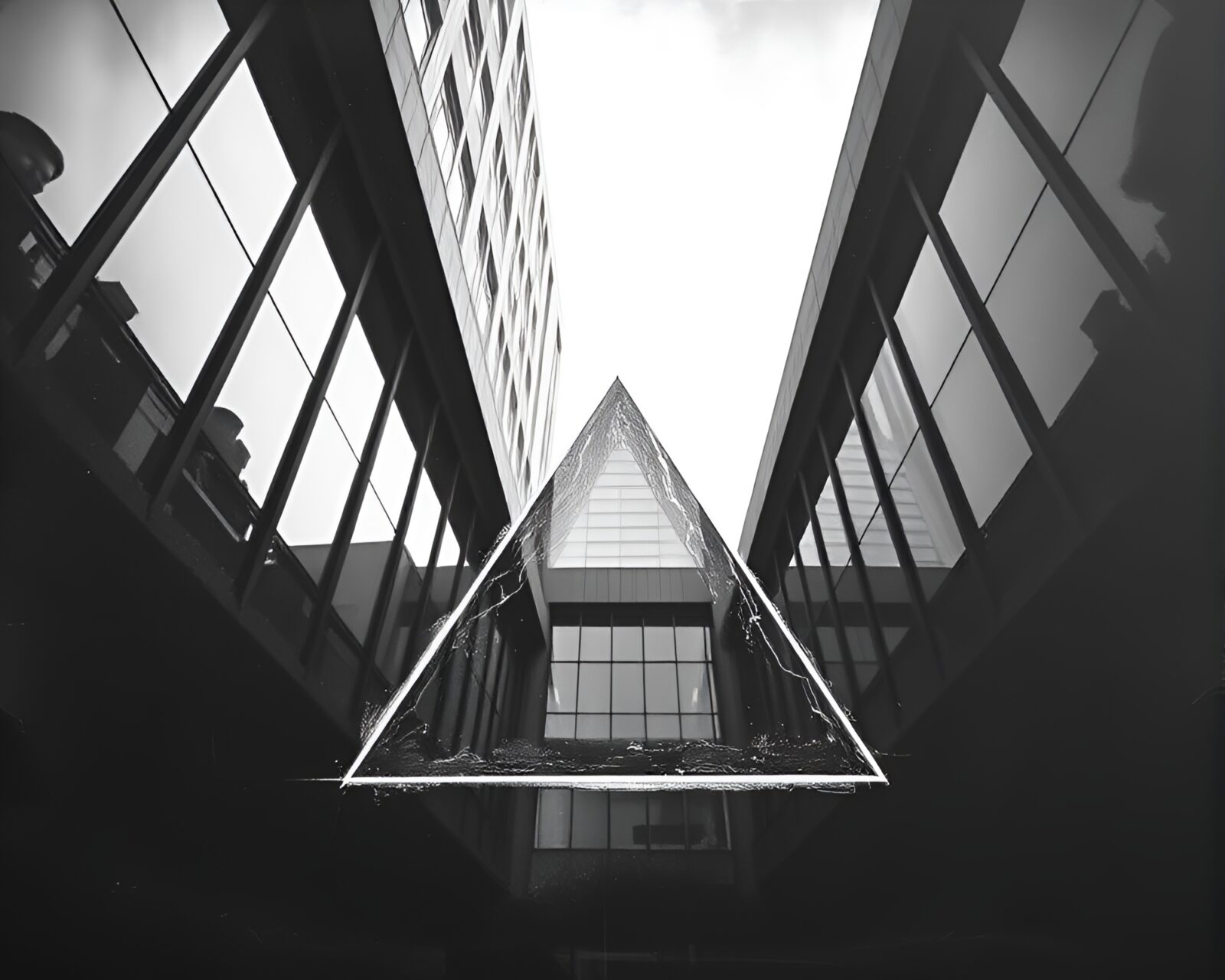 Chalkboard drawing of prism light in industrial architecture