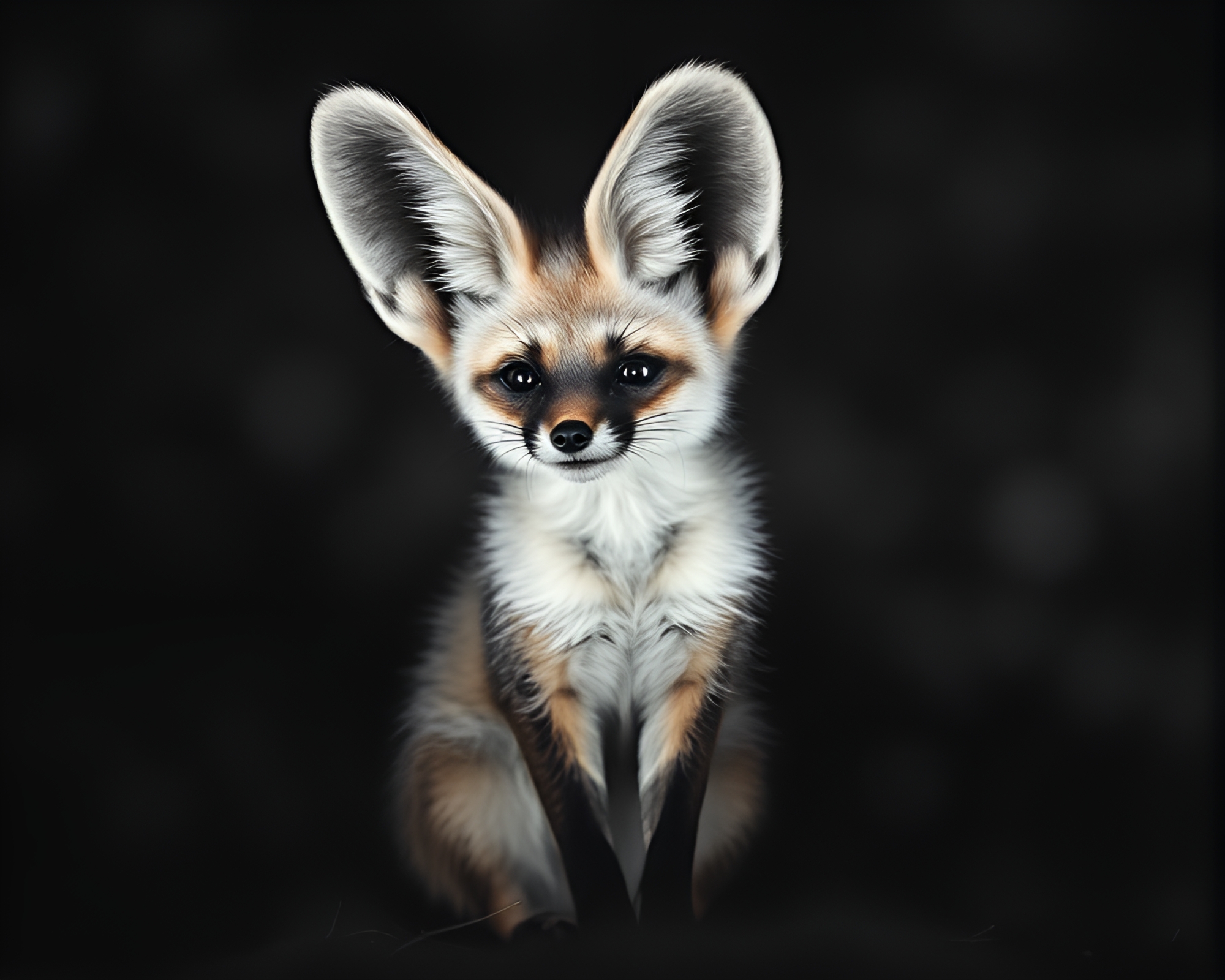 Fennec Fox Charcoal Art with Bokeh Lights – free AI stock image