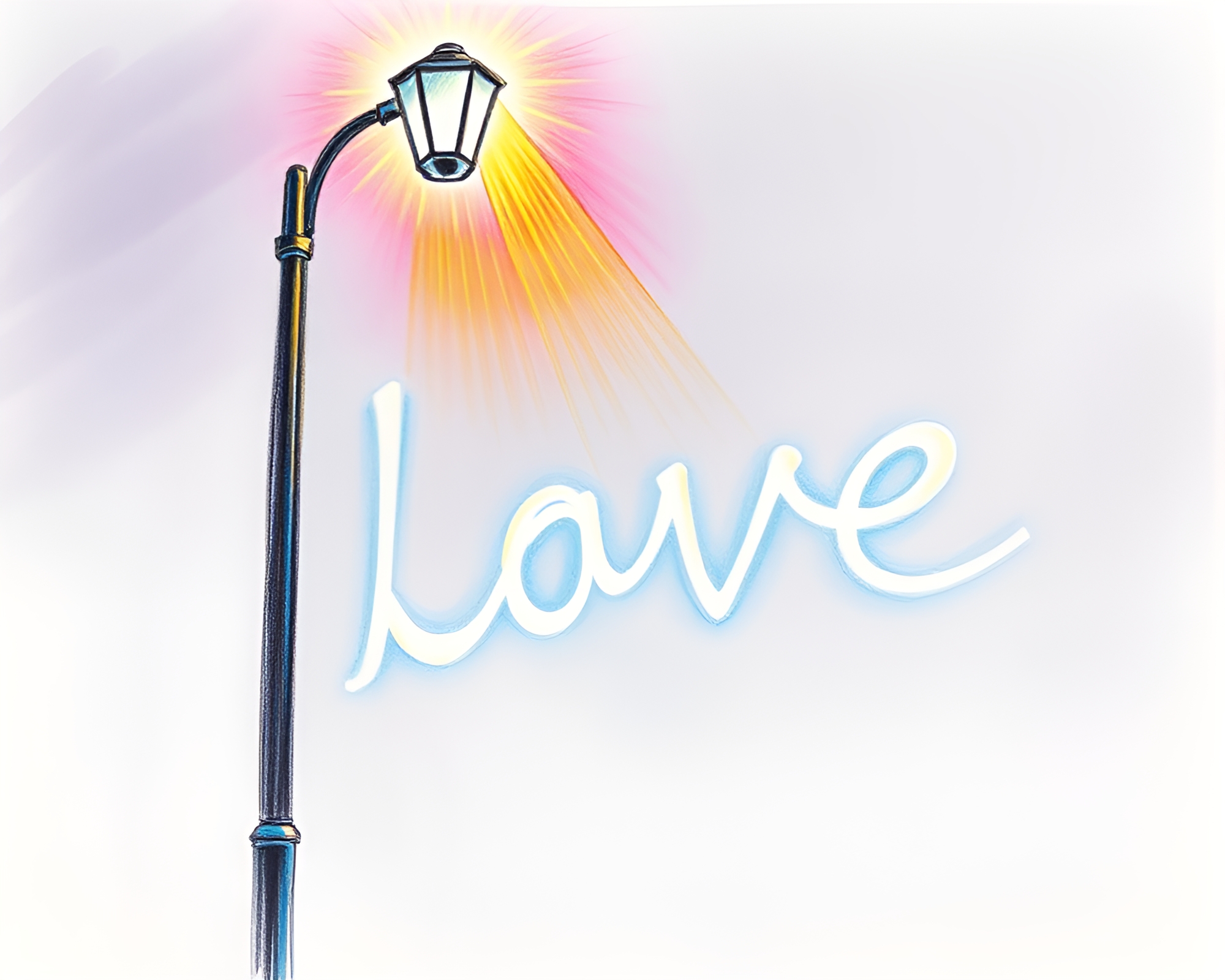 Iridescent Laser Beams Illuminate Handwritten Letter in Pastel Glow – free AI stock image