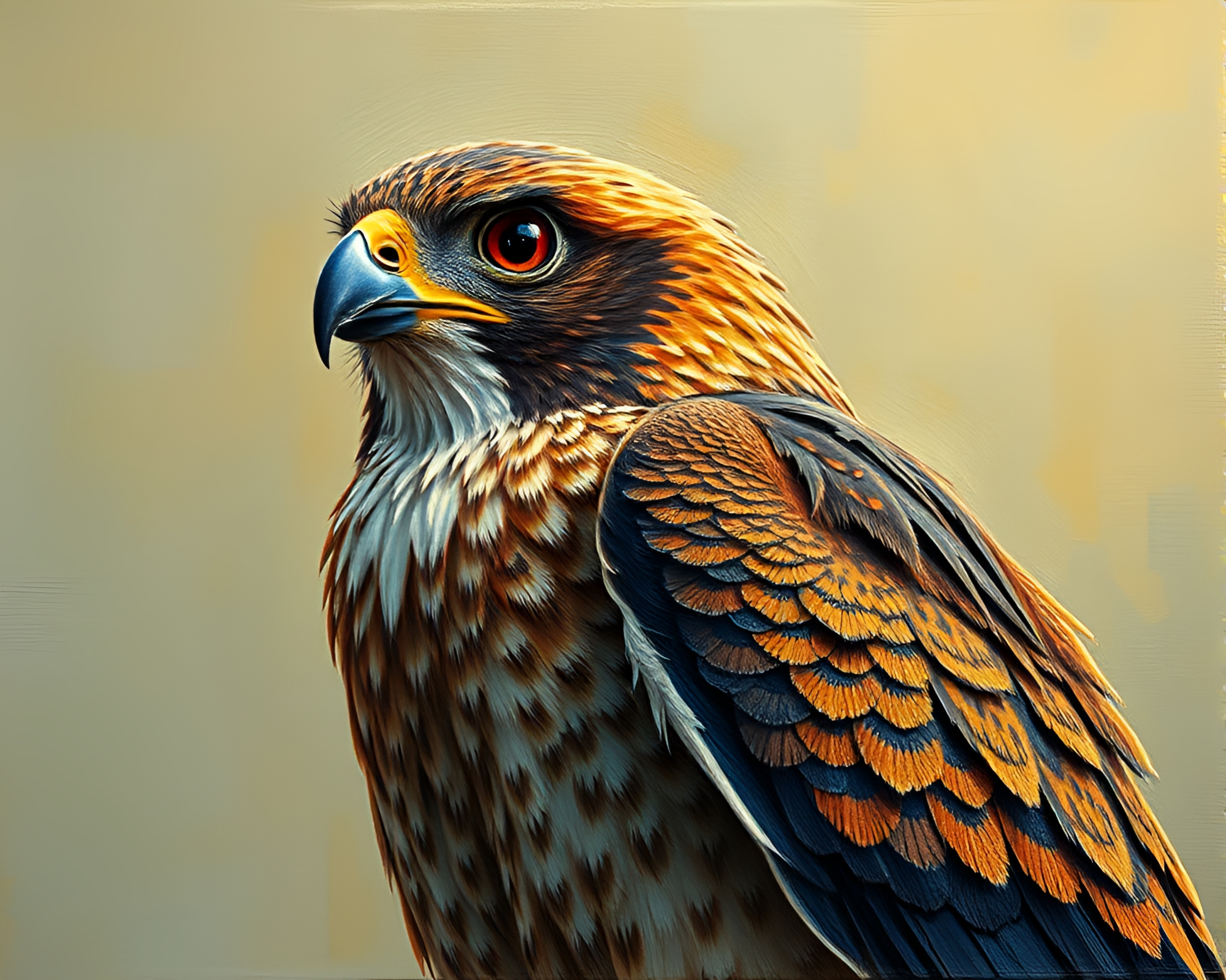 Falcon in Bold Impasto Oil Stop-Motion Scene – free AI stock image